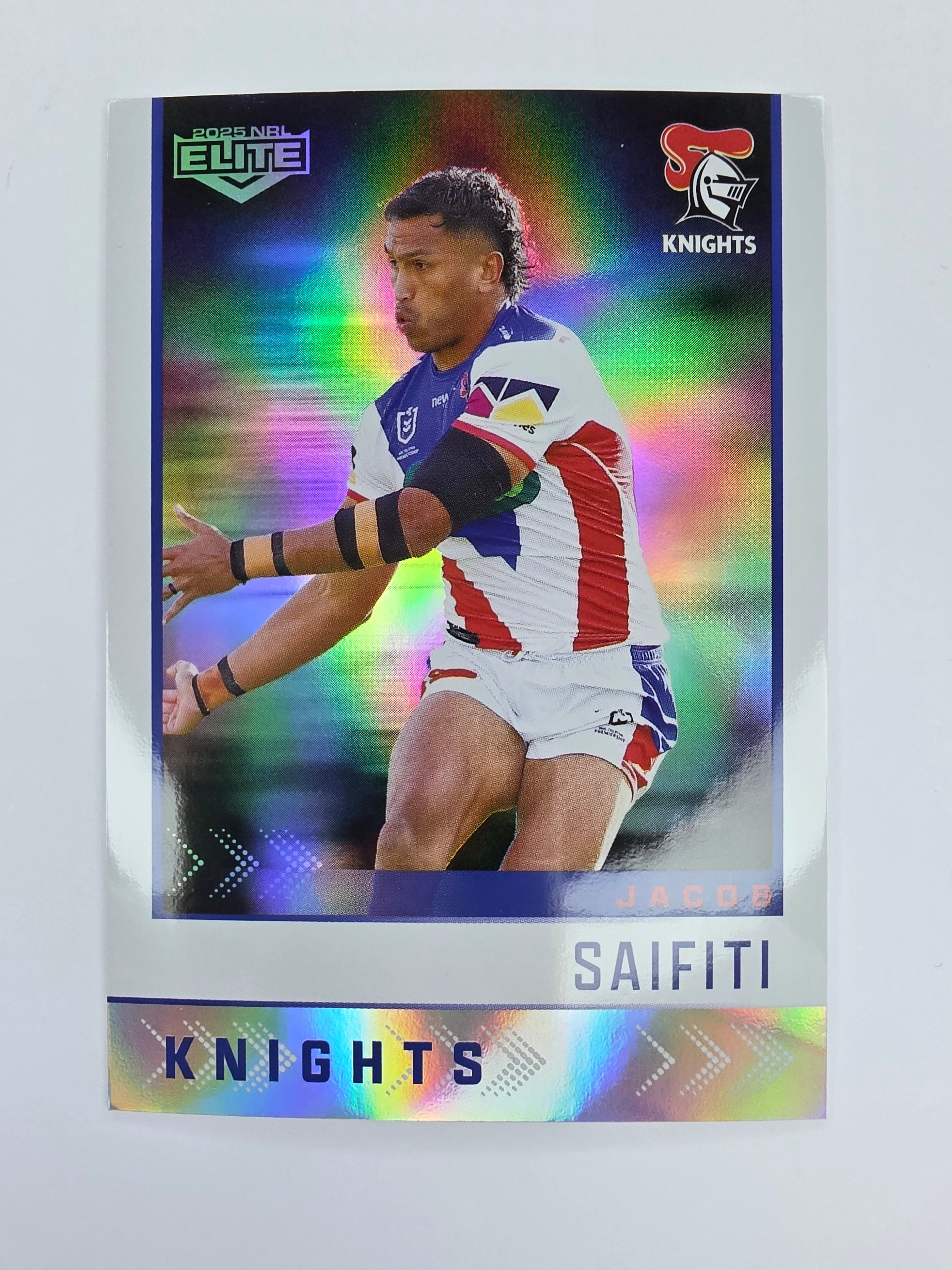 NRL 2025 Elite | Silver Parallel | #S078 | Jacob Saifiti | Knights