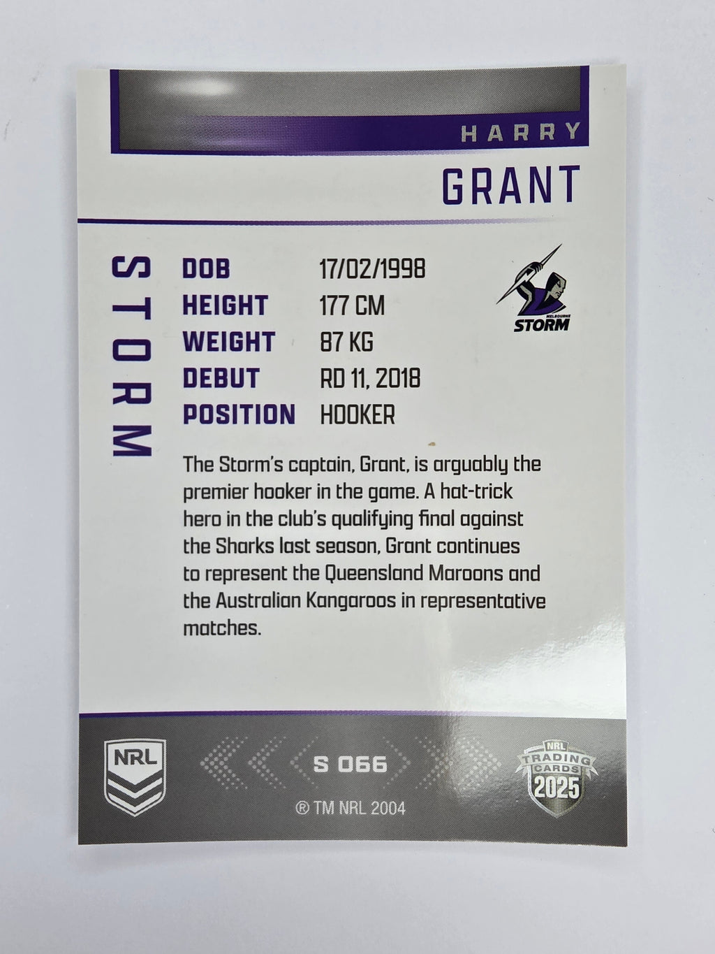 NRL 2025 Elite | Silver Parallel | #S066 | Harry Grant | Storm