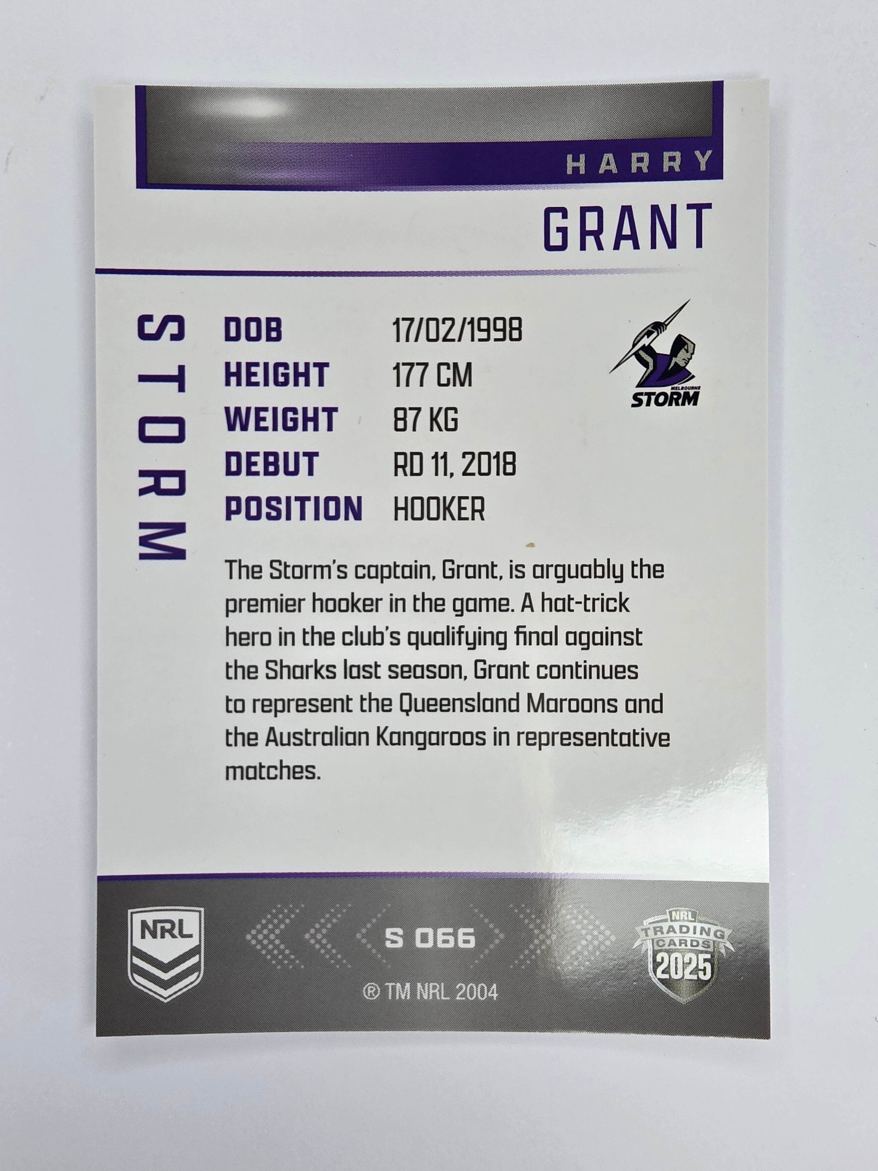 NRL 2025 Elite | Silver Parallel | #S066 | Harry Grant | Storm