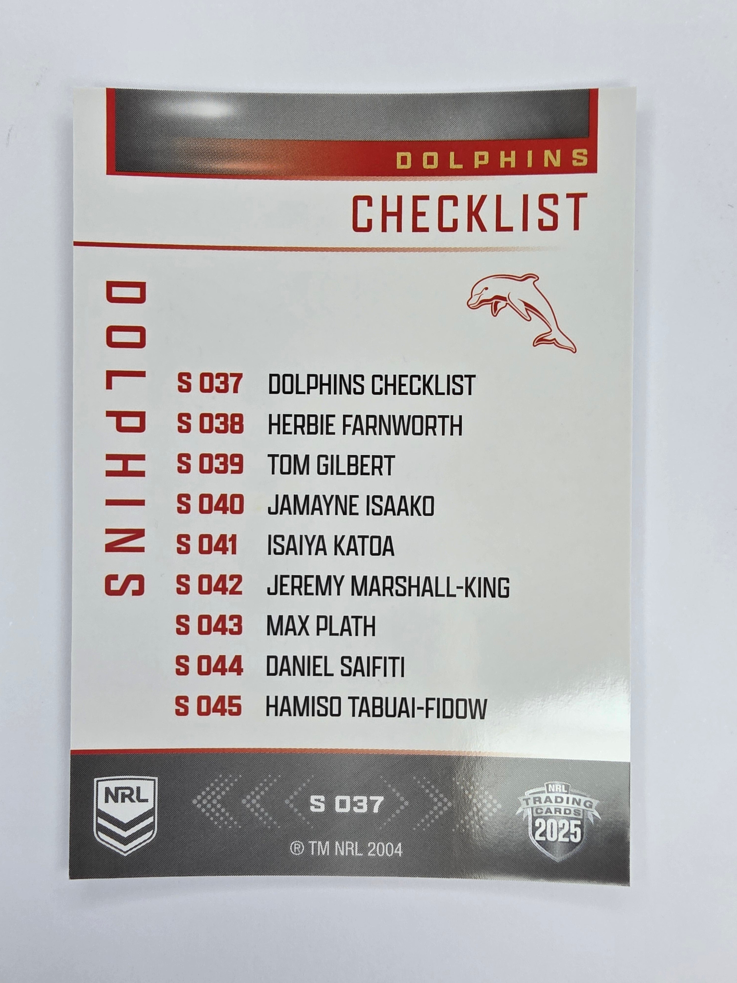 NRL 2025 Elite | Silver Parallel | #S037 | Checklist | Dolphins