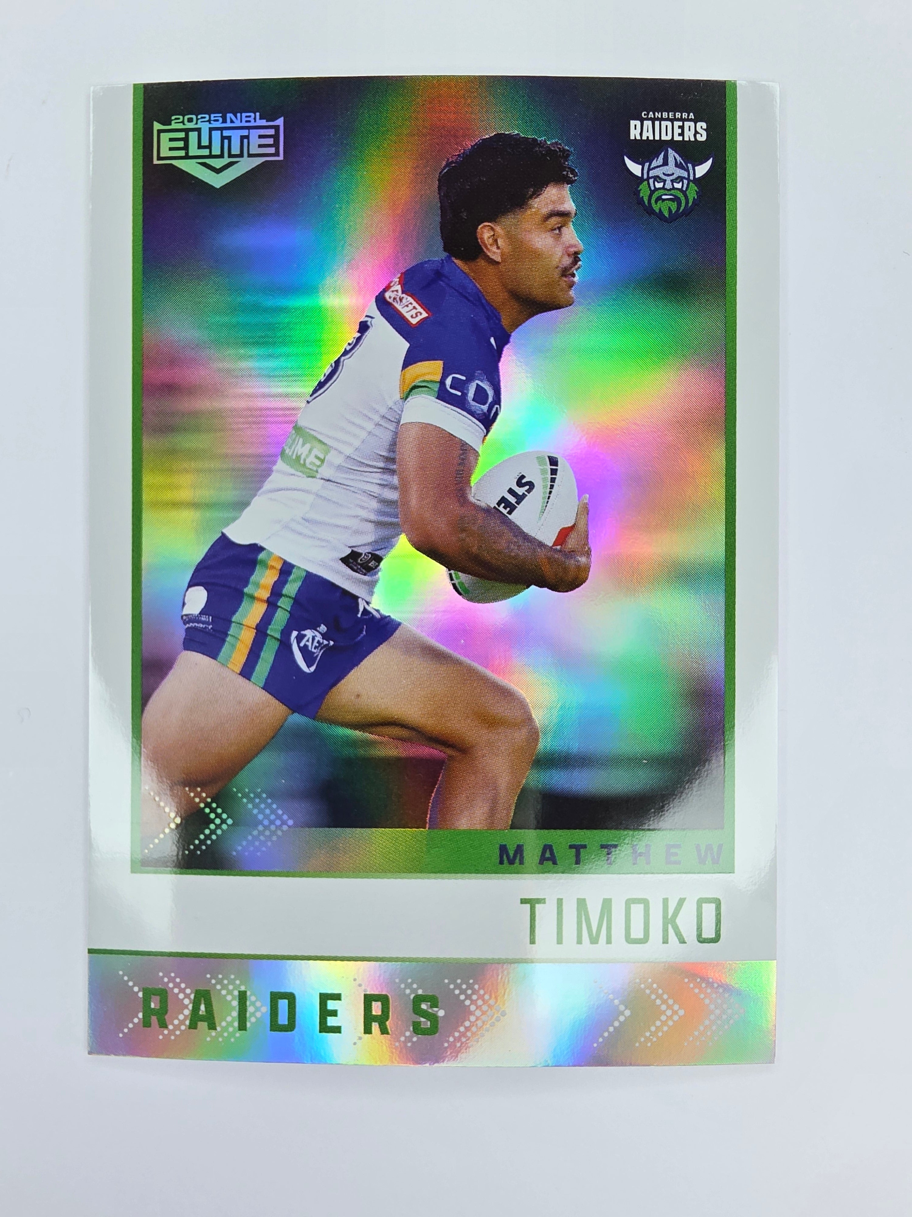 NRL 2025 Elite | Silver Parallel | #S018 | Matthew Timoko | Raiders