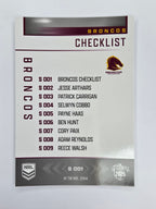NRL 2025 Elite | Silver Parallel | #S001 | Checklist | Broncos