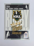 NRL 2004 Authentic Base Card #1 Header Card / Checklist