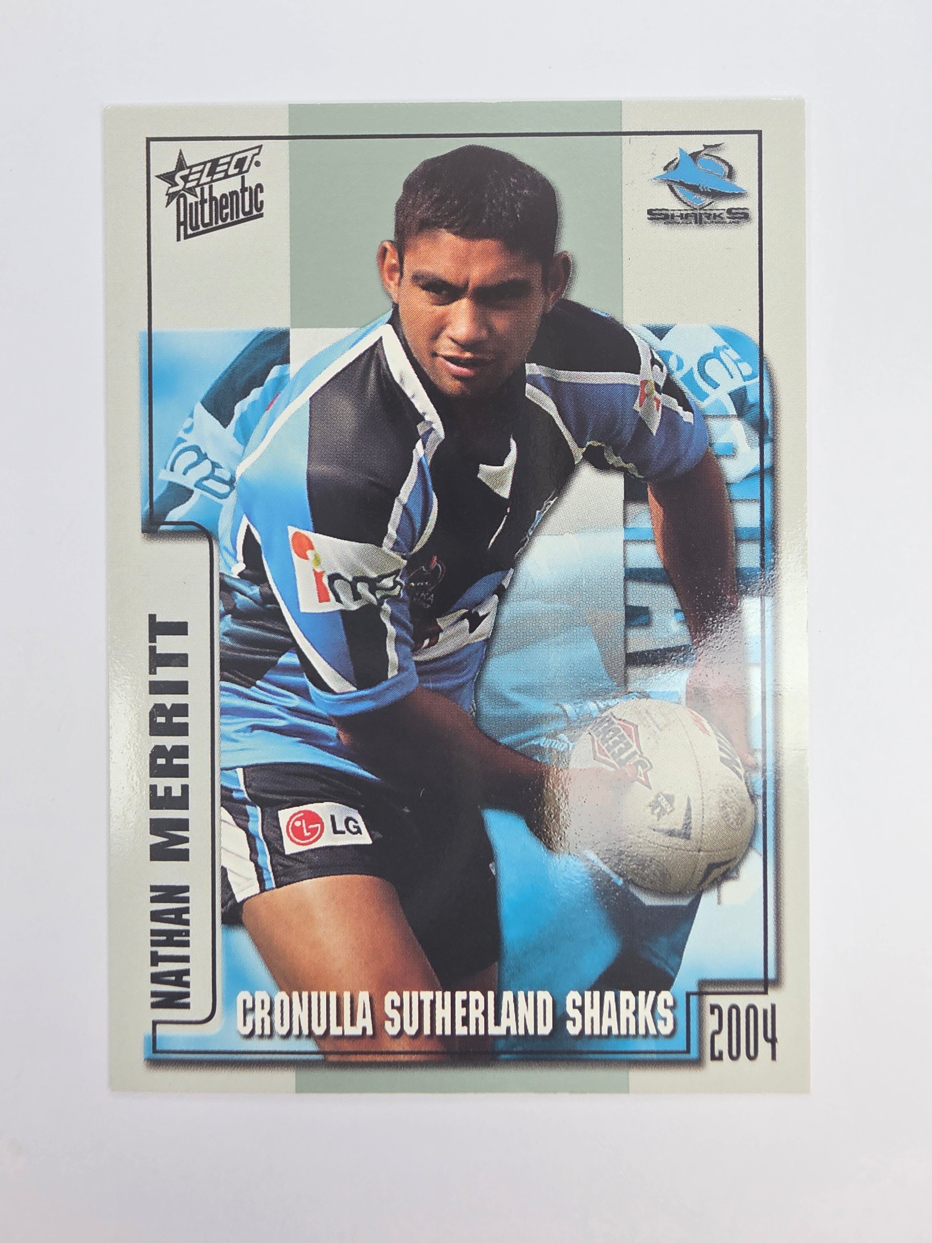 NRL 2004 Authentic Base Card #116 Nathan Merritt Cronulla-Sutherland Sharks