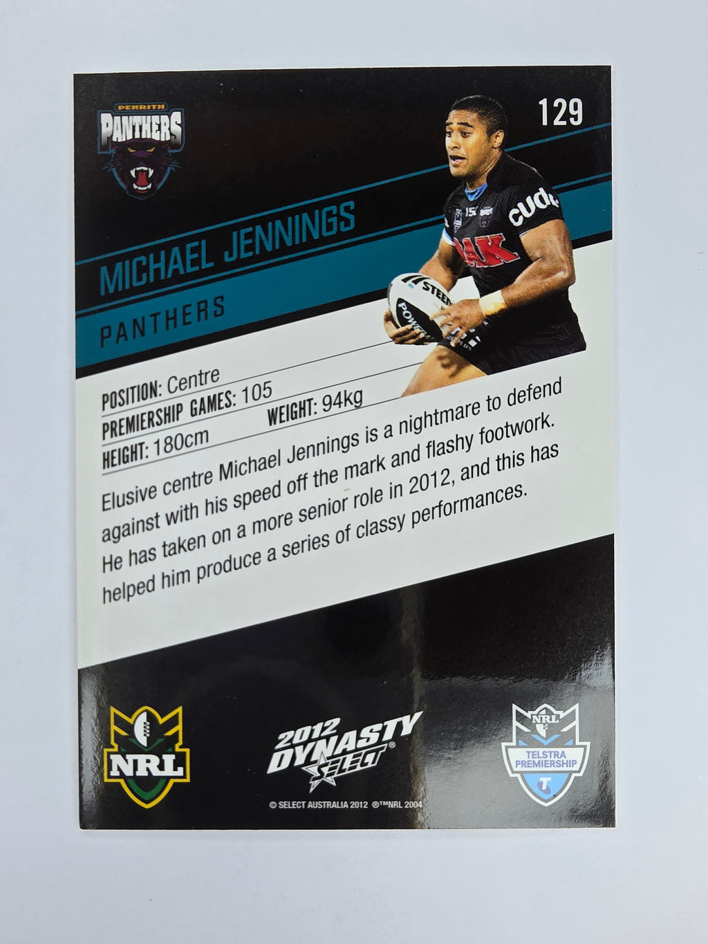 NRL 2012 Dynasty Base Card #129 Michael Jennings Penrith Panthers