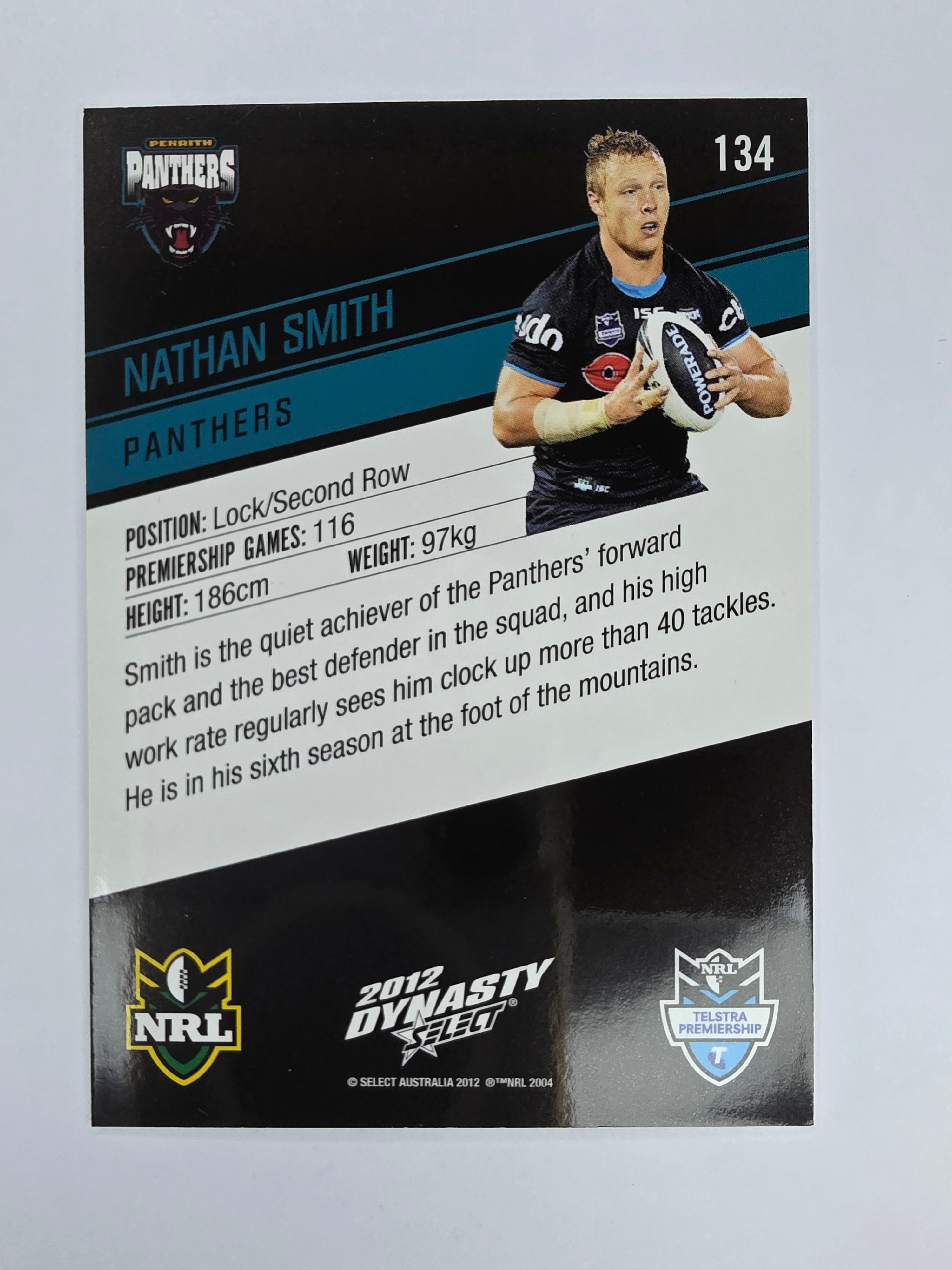 NRL 2012 Dynasty Base Card #134 Nathan Smith Penrith Panthers