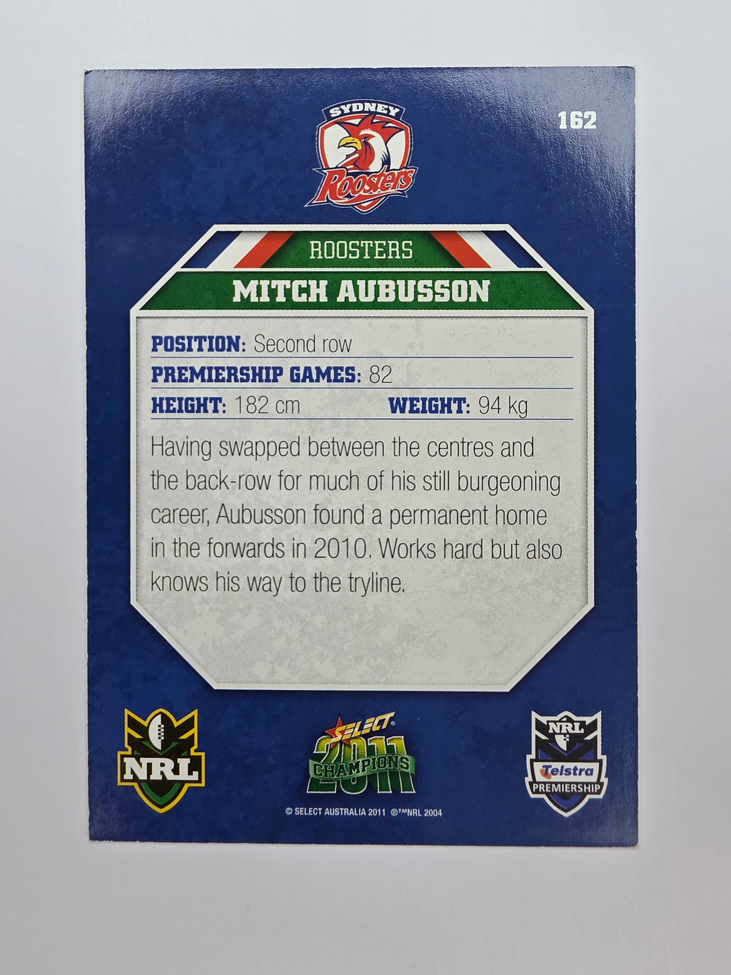 NRL 2011 Champions Base Card #162 Mitch Aubusson Sydney Roosters