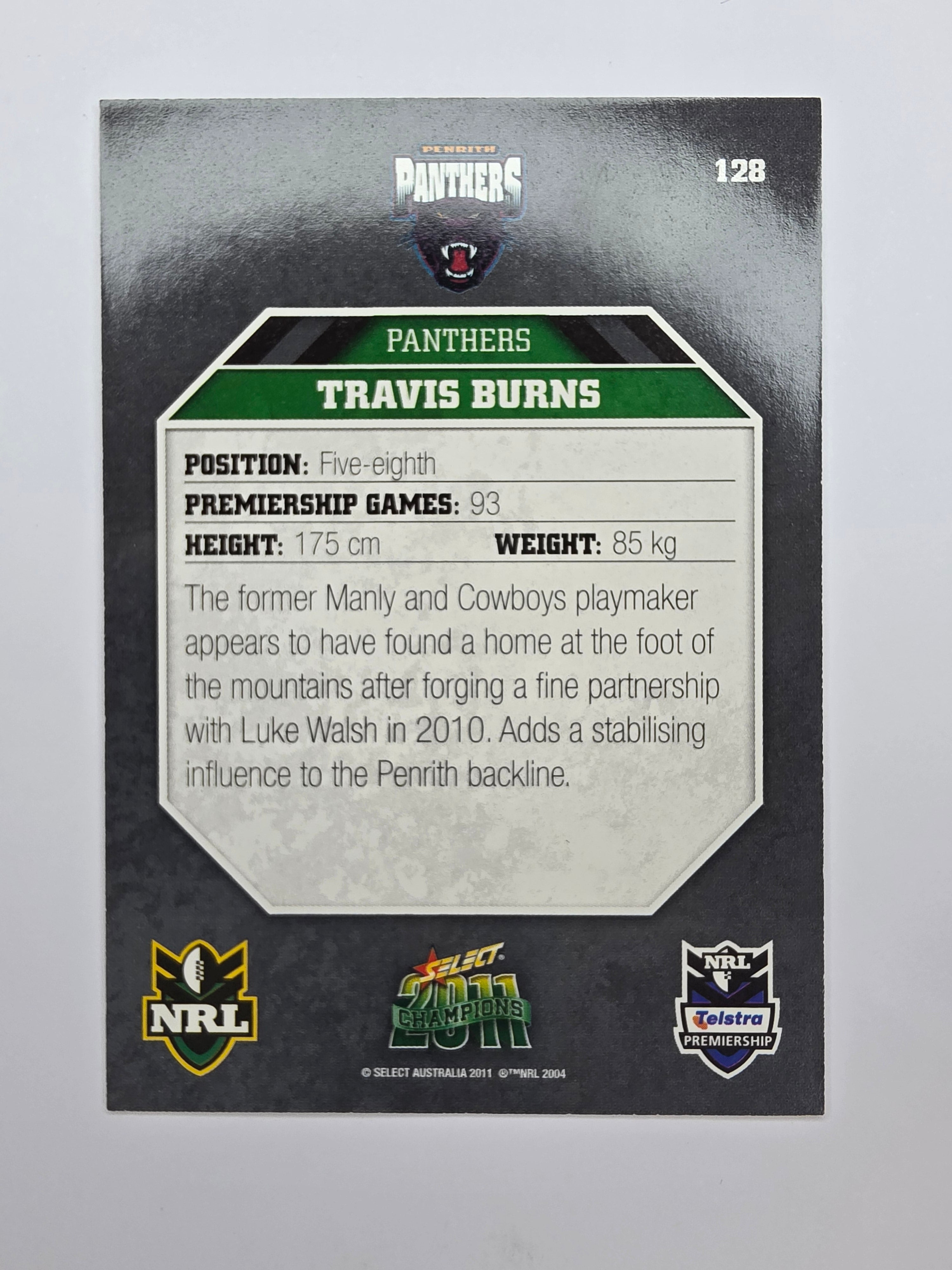 NRL 2011 Champions Base Card #128 Travis Burns Penrith Panthers