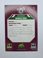 NRL 2011 Champions Base Card #71 George Rose Manly Warringah Sea Eagles