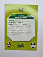 NRL 2011 Champions Base Card #34 Josh McCrone Canberra Raiders