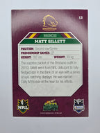 NRL 2011 Champions Base Card #13 Matt Gillett Brisbane Broncos