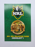 NRL 2011 Champions Base Card #1 Checklist #1