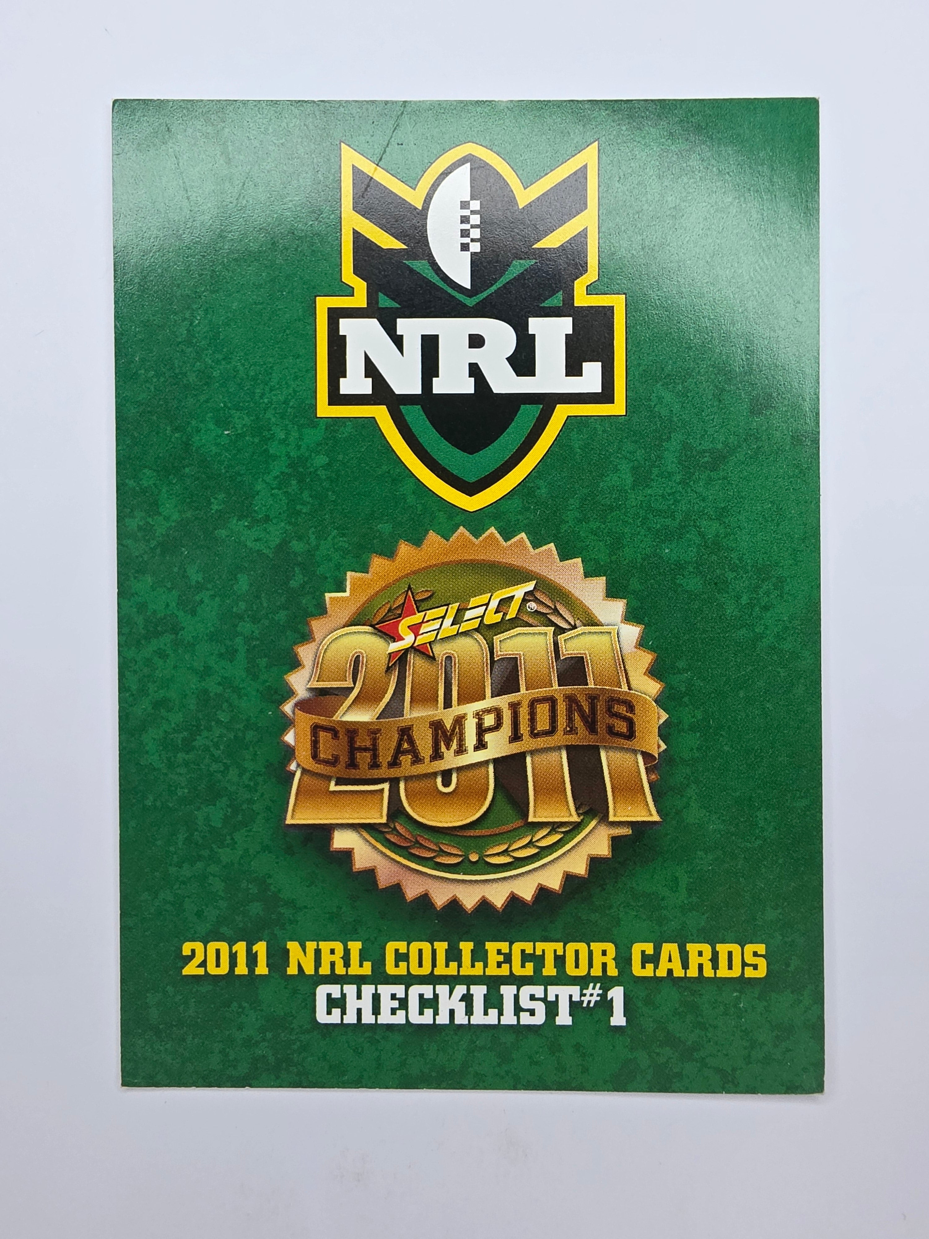 NRL 2011 Champions Base Card #1 Checklist #1