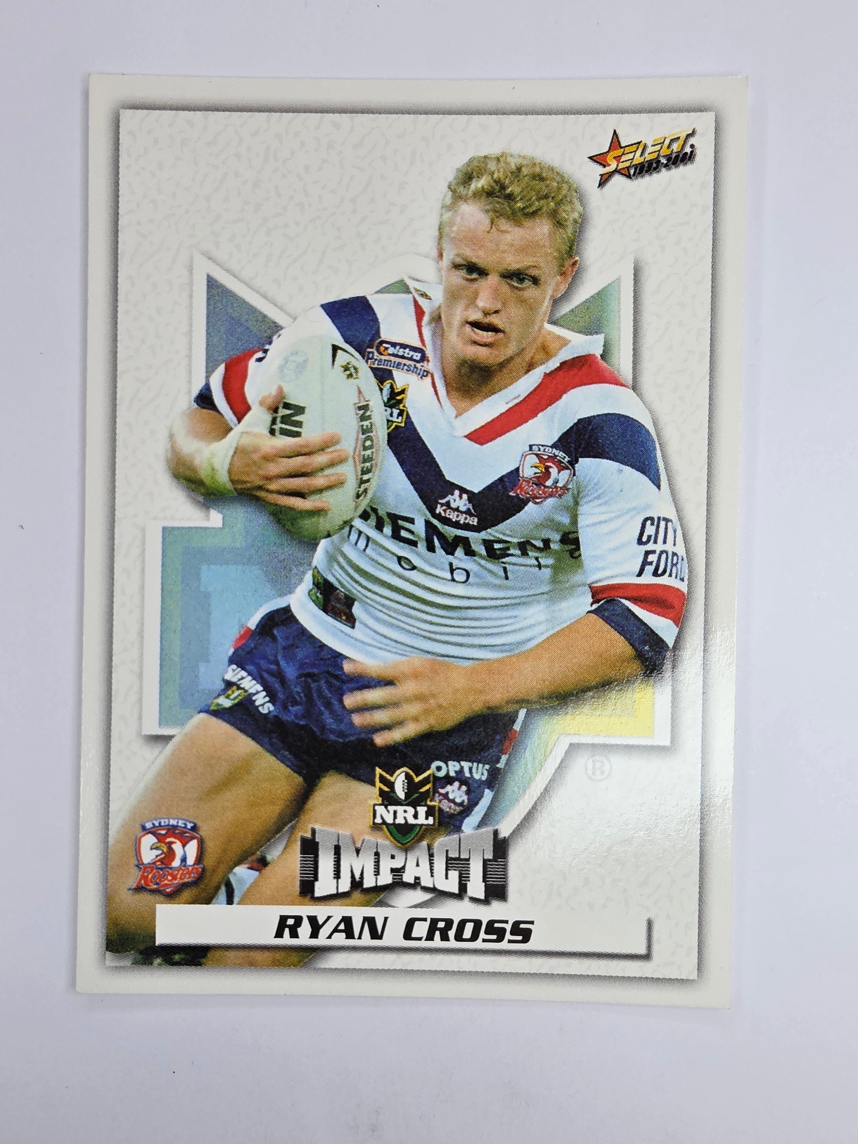 NRL 2001 Impact Base Card #17 Ryan Cross Sydney Roosters