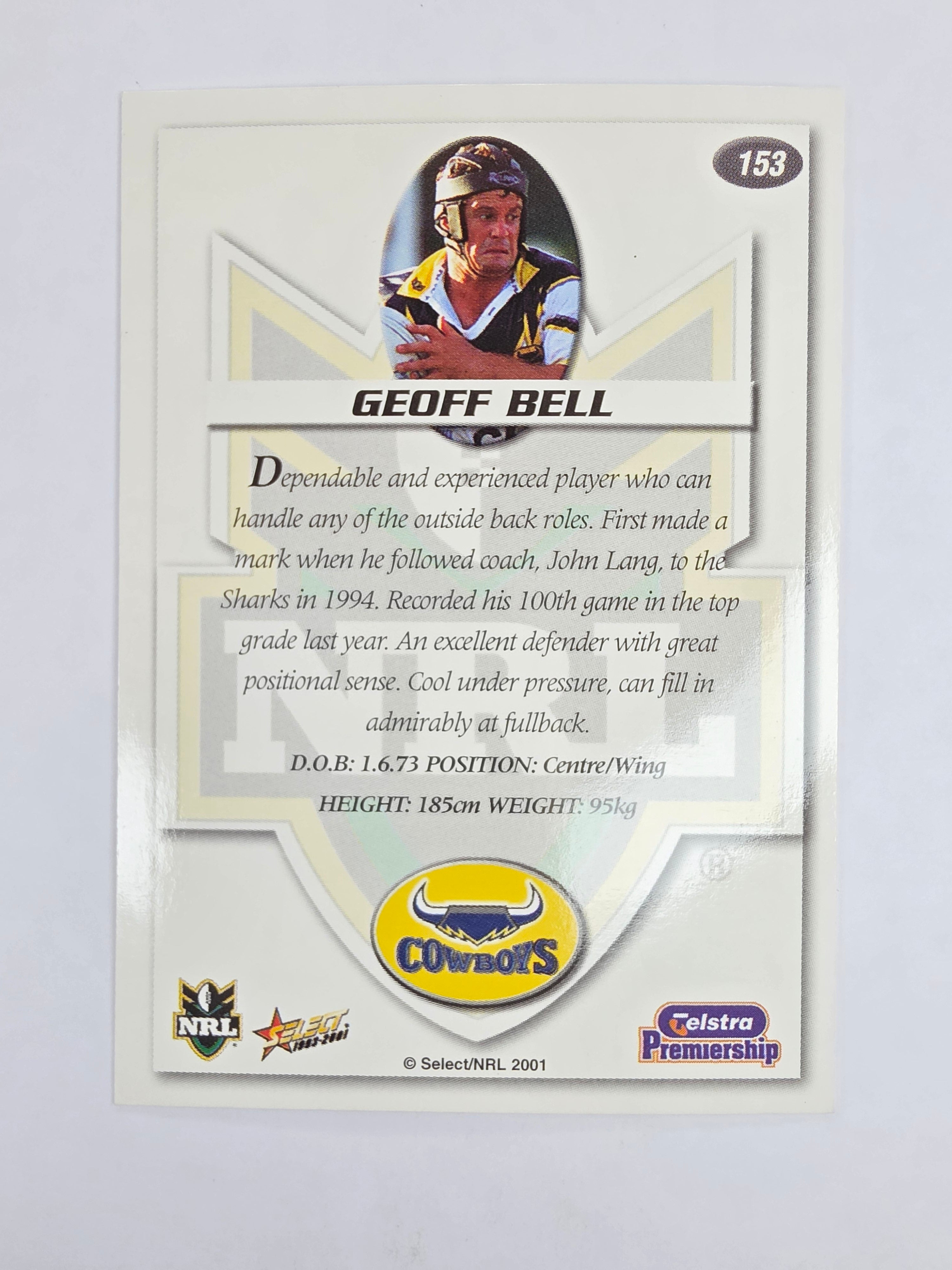 NRL 2001 Impact Base Card #153 Geoff Bell North Queensland Cowboys