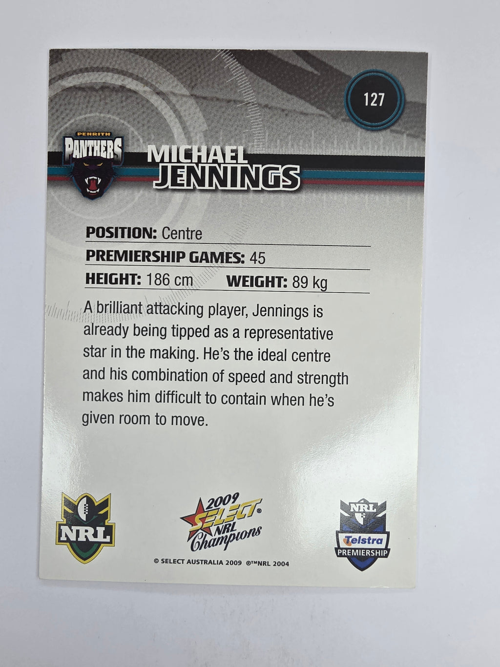 NRL 2009 Champions Base Card #127 Michael Jennings Penrith Panthers