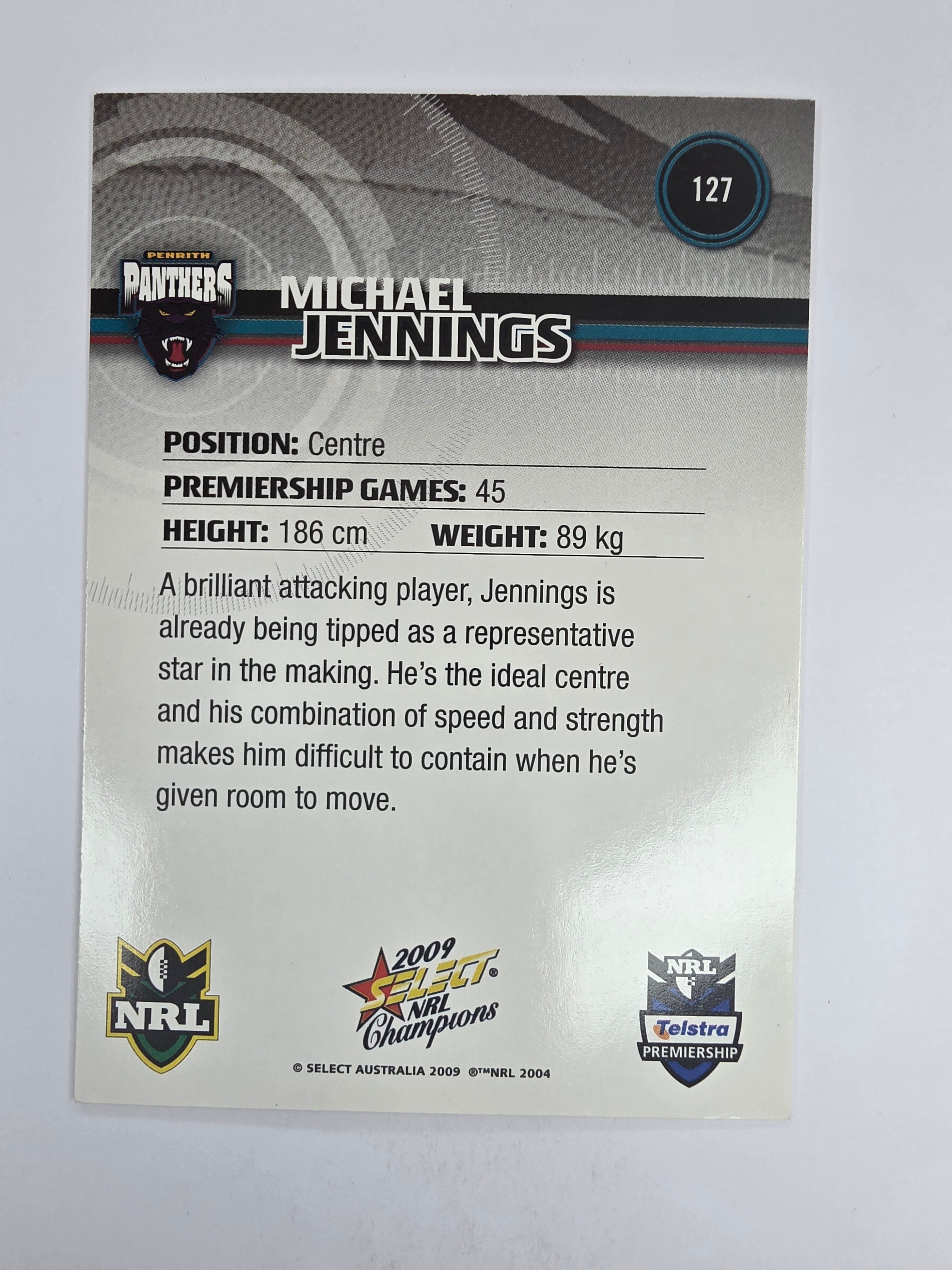 NRL 2009 Champions Base Card #127 Michael Jennings Penrith Panthers