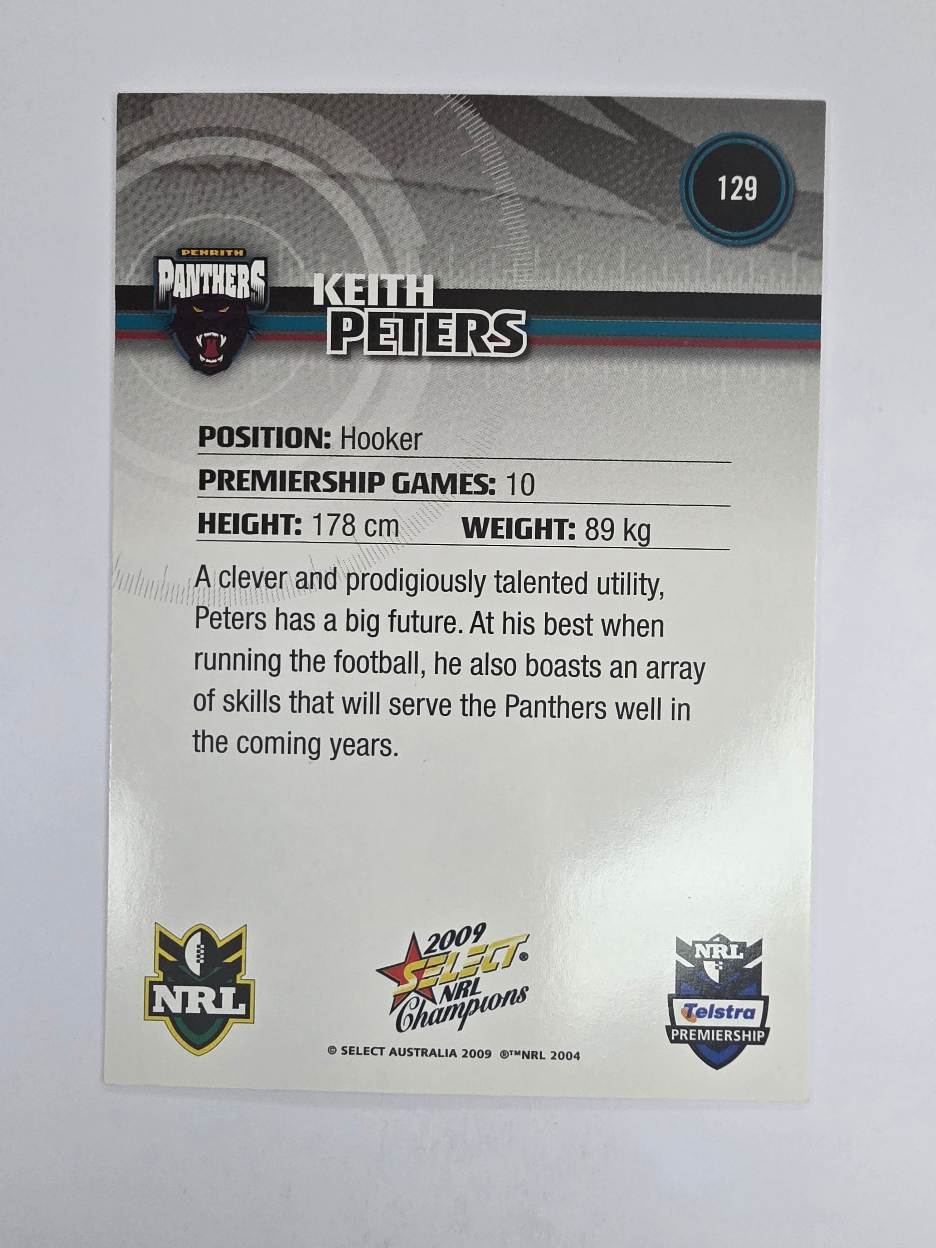 NRL 2009 Champions Base Card #129 Keith Peters Penrith Panthers