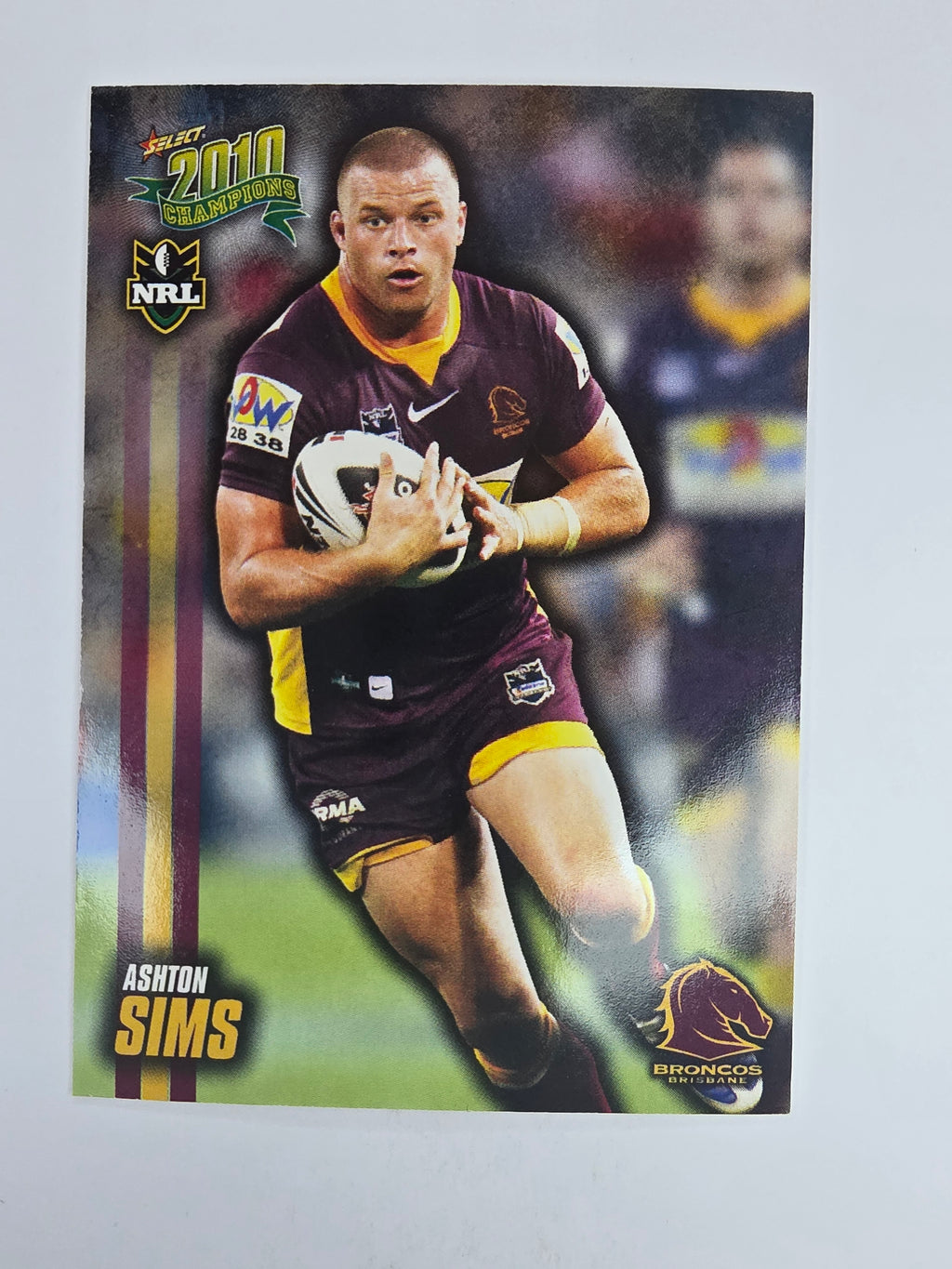 NRL 2010 Champions Base Card #12 Ashton Sims Brisbane Broncos