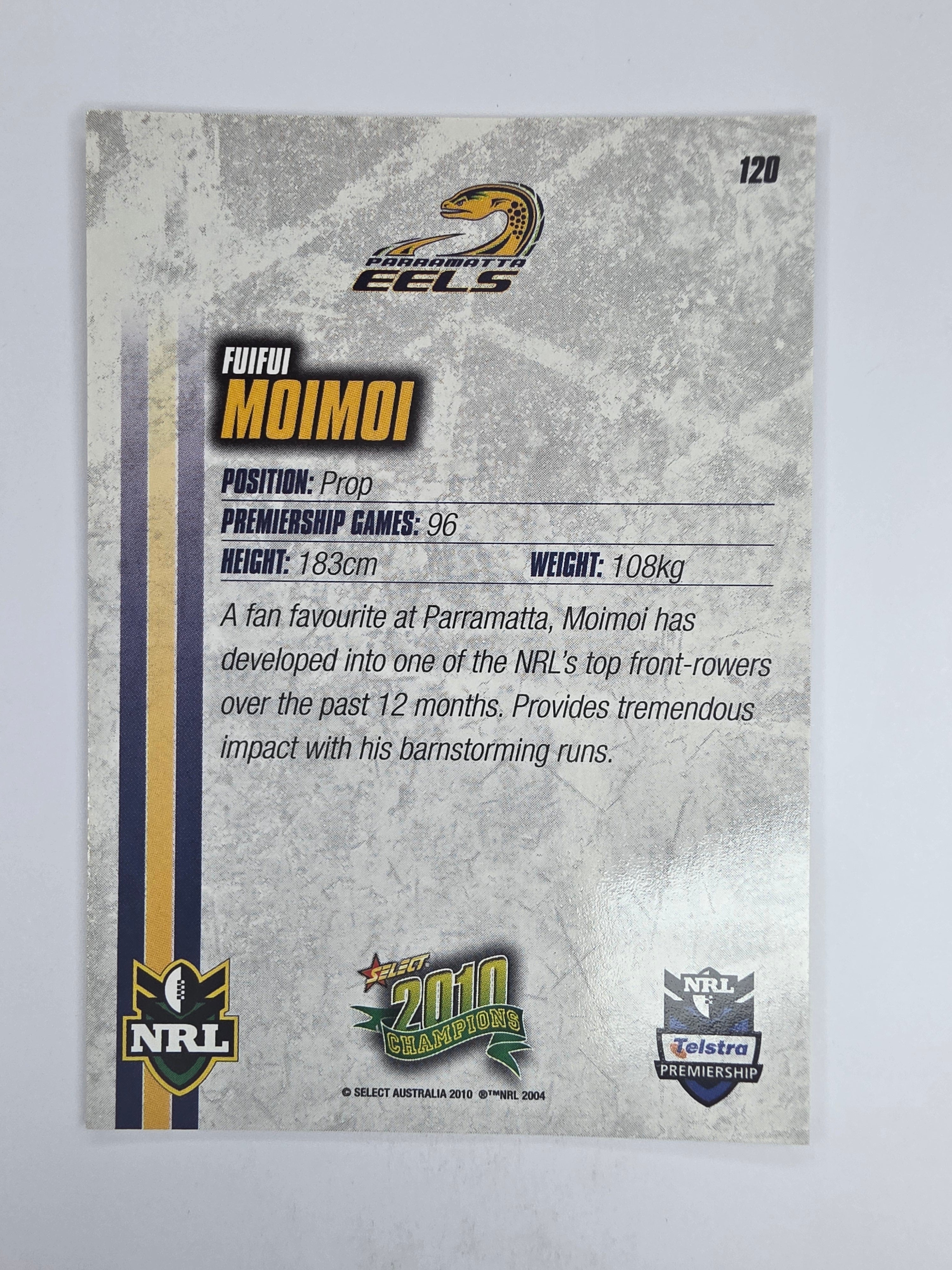 NRL 2010 Champions Base Card #120 Fuifui Moimoi Parramatta Eels