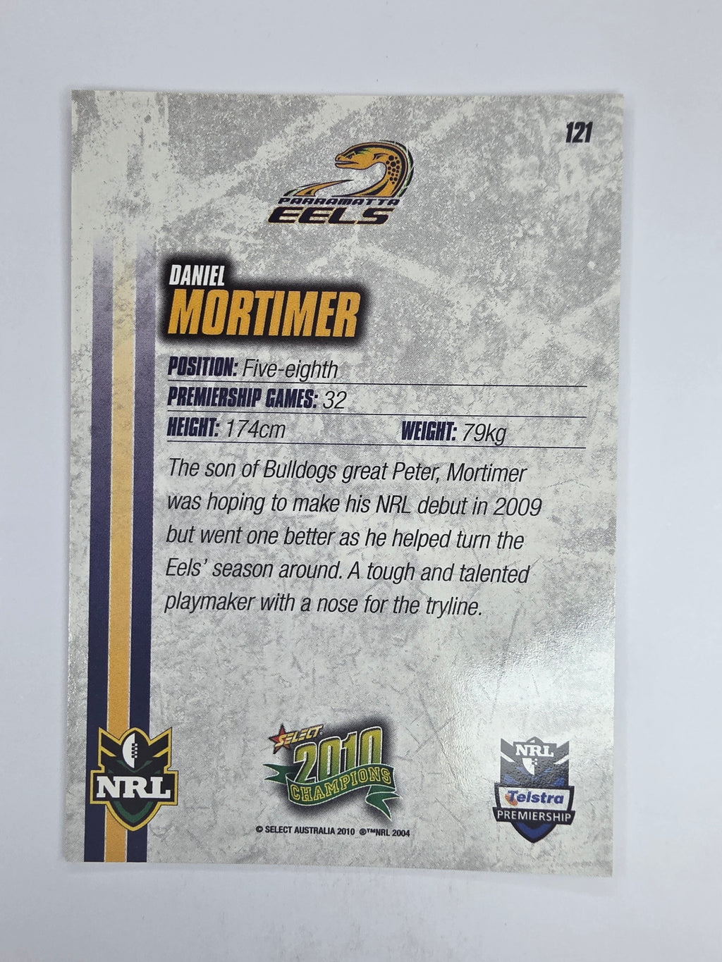 NRL 2010 Champions Base Card #121 Daniel Mortimer Parramatta Eels