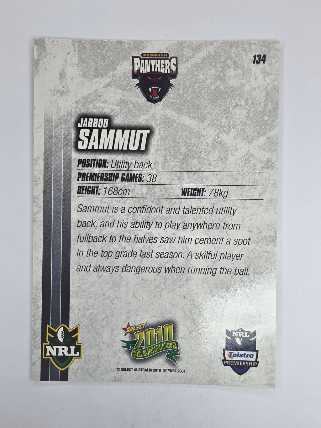NRL 2010 Champions Base Card #134 Jarrod Sammut Penrith Panthers