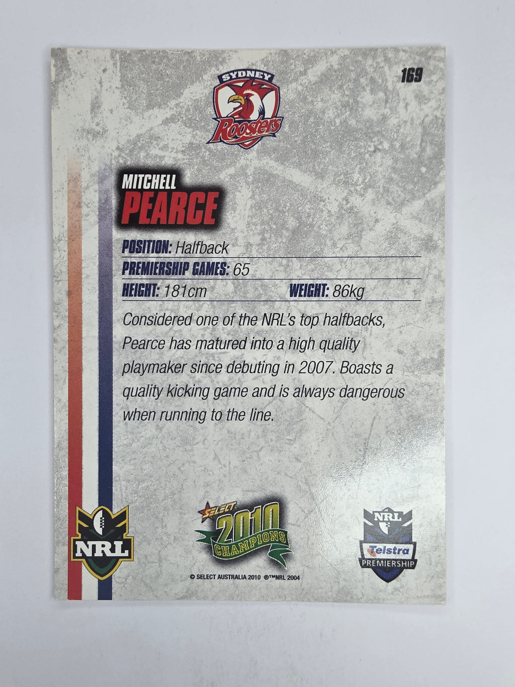 NRL 2010 Champions Base Card #169 Mitchell Pearce Sydney Roosters