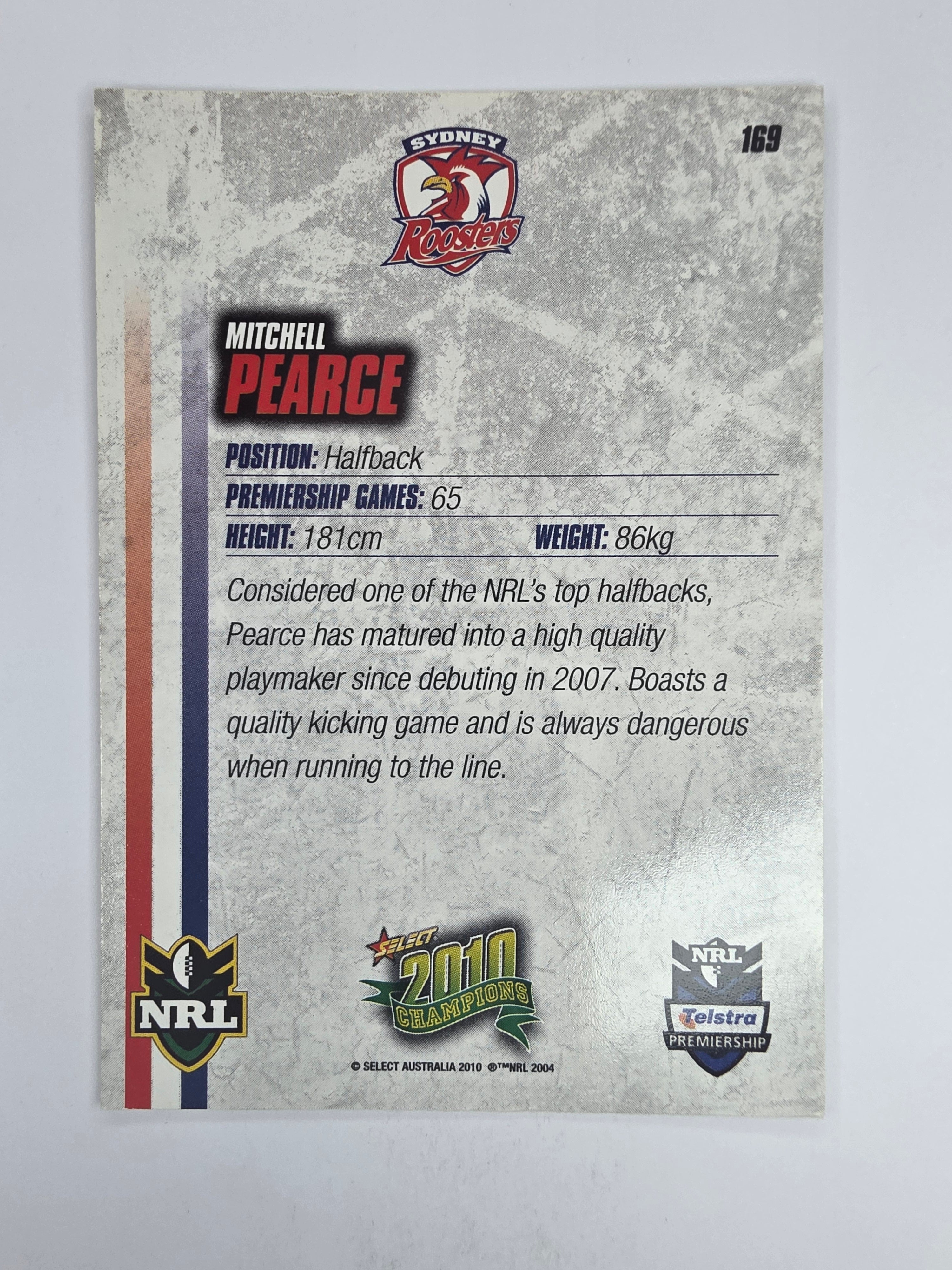 NRL 2010 Champions Base Card #169 Mitchell Pearce Sydney Roosters