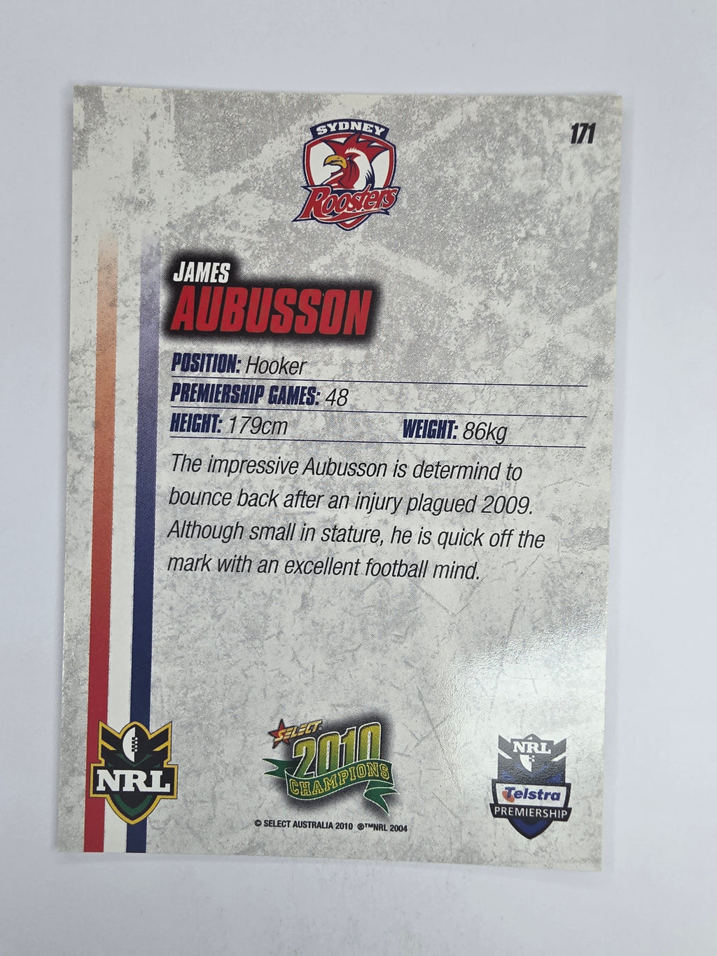 NRL 2010 Champions Base Card #171 James Aubusson Sydney Roosters