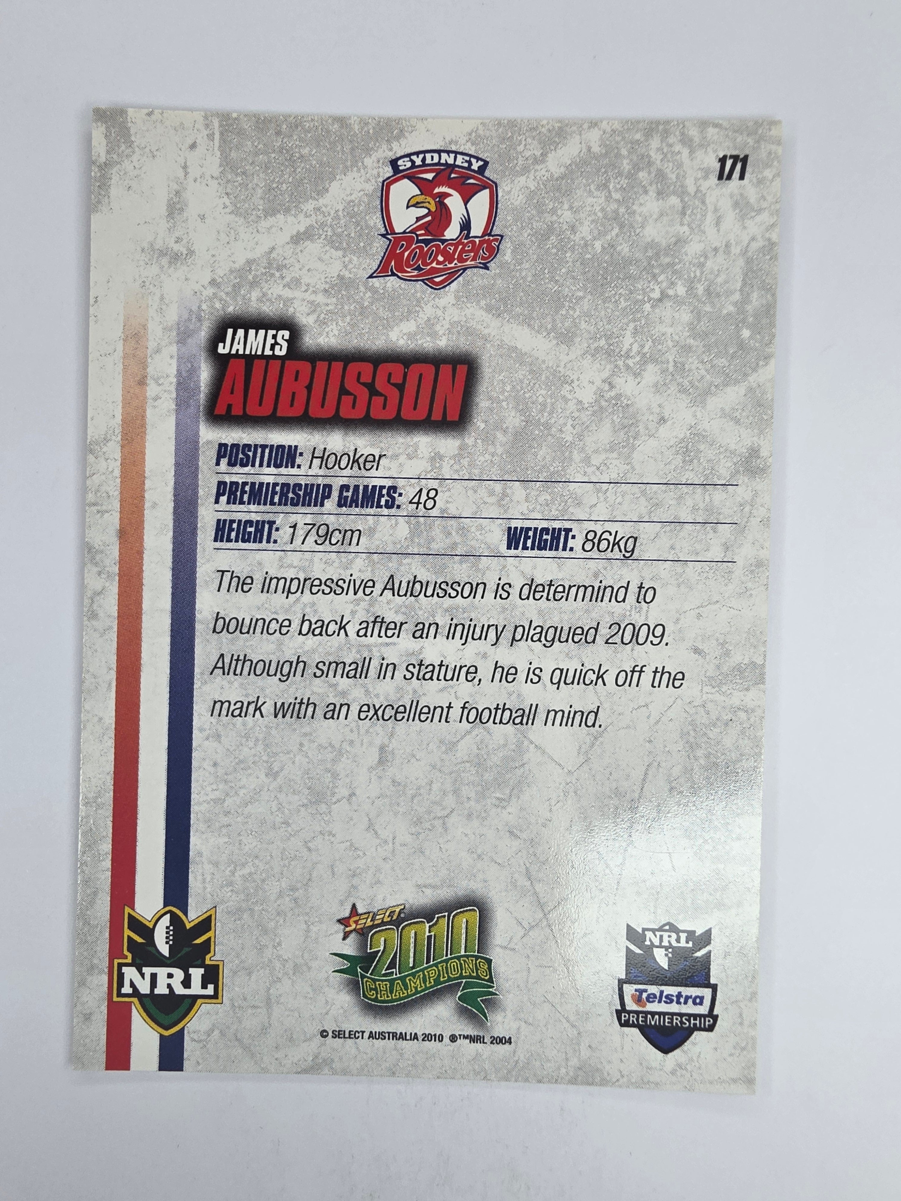NRL 2010 Champions Base Card #171 James Aubusson Sydney Roosters