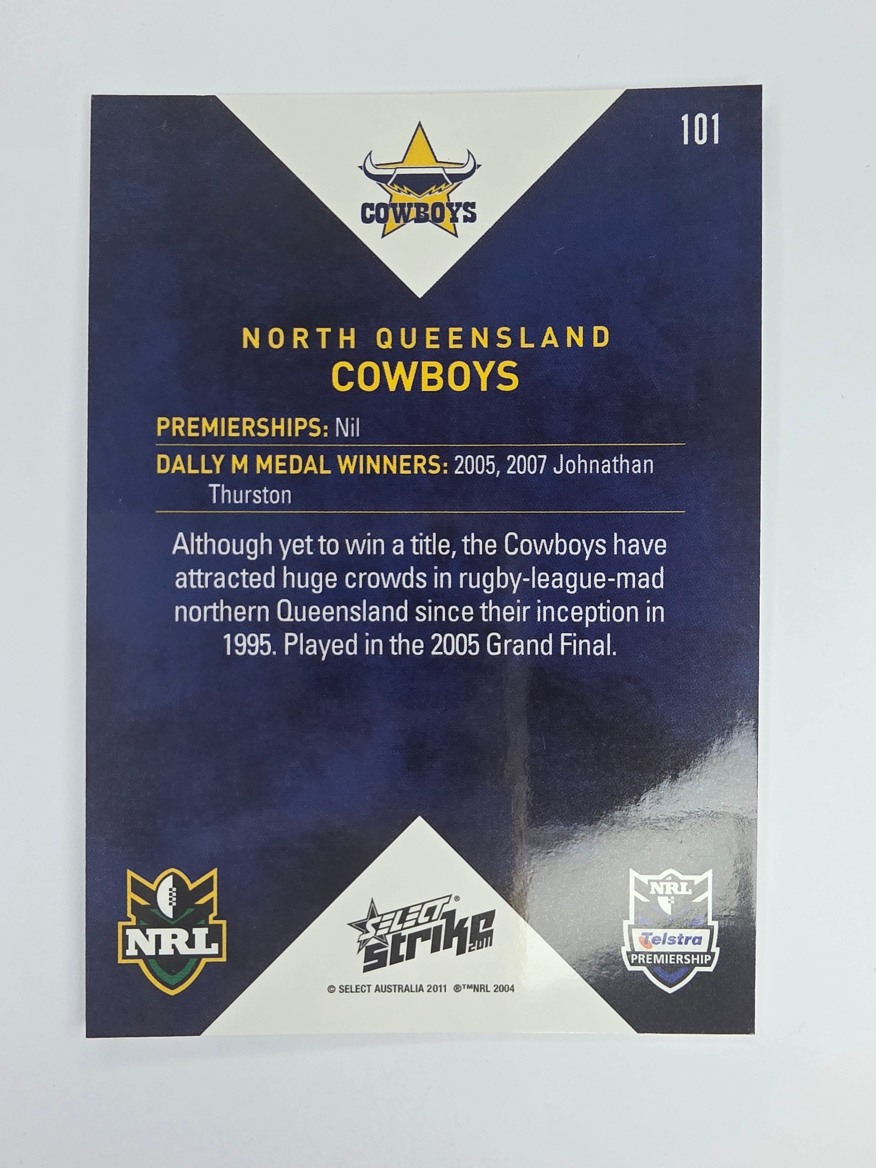 NRL 2011 Strike Base Card #101 North Queensland Cowboys Logo