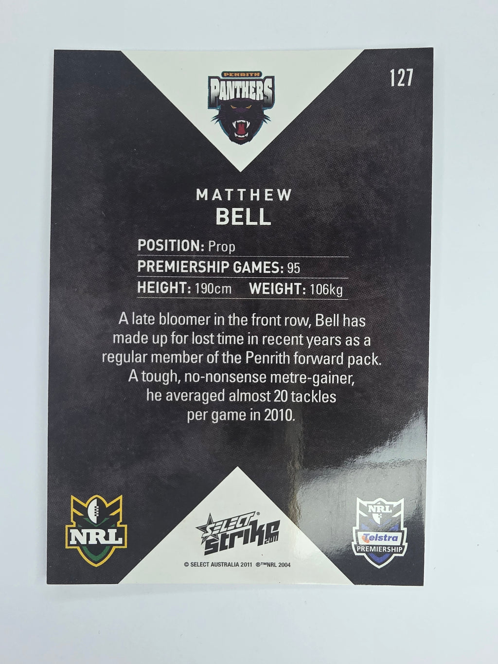 NRL 2011 Strike Base Card #127 Matthew Bell Penrith Panthers