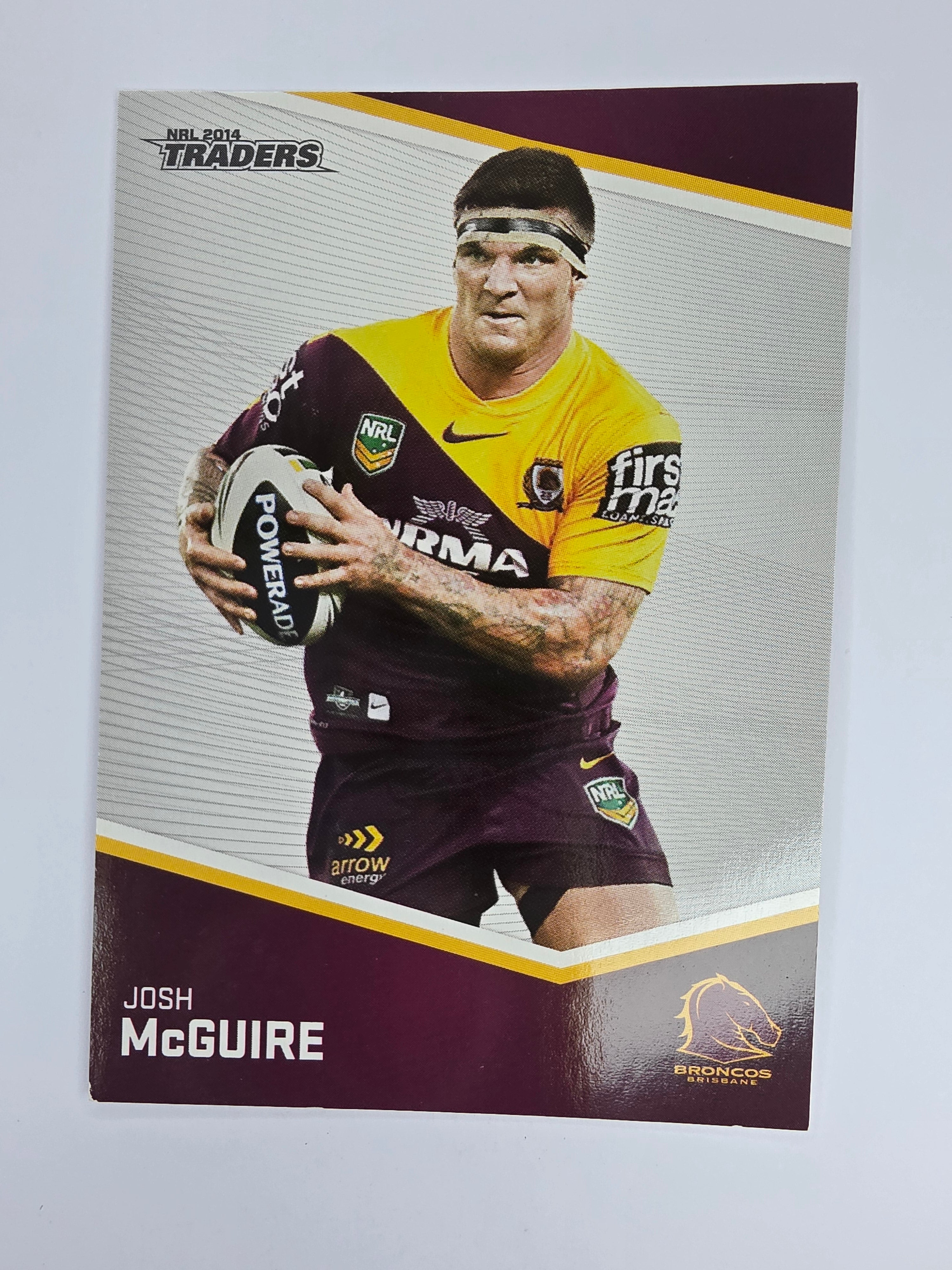 NRL 2014 Traders Base Card #9 Josh McGuire Brisbane Broncos