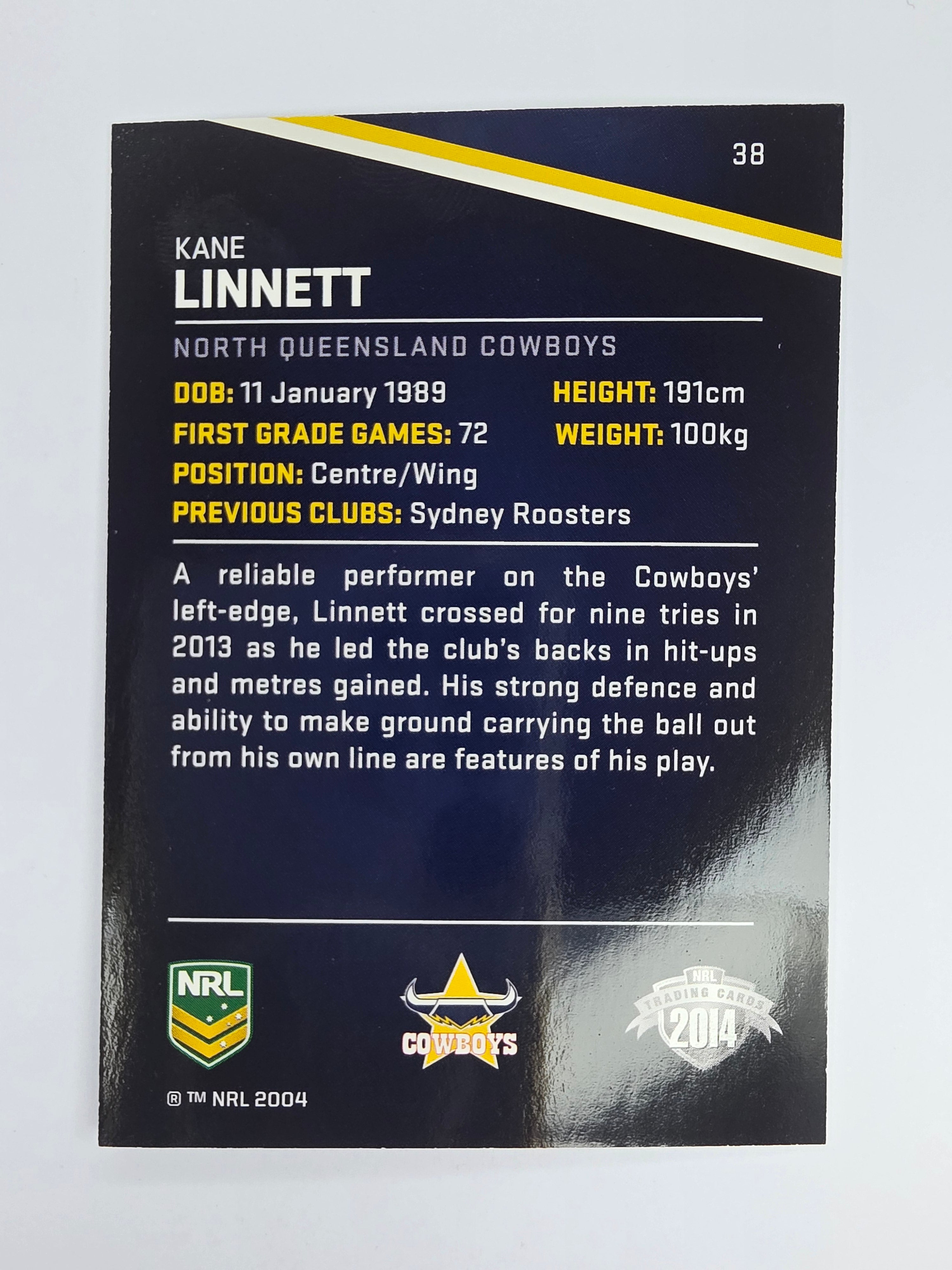 NRL 2014 Traders Base Card #38 Kane Linnett North Queensland Cowboys