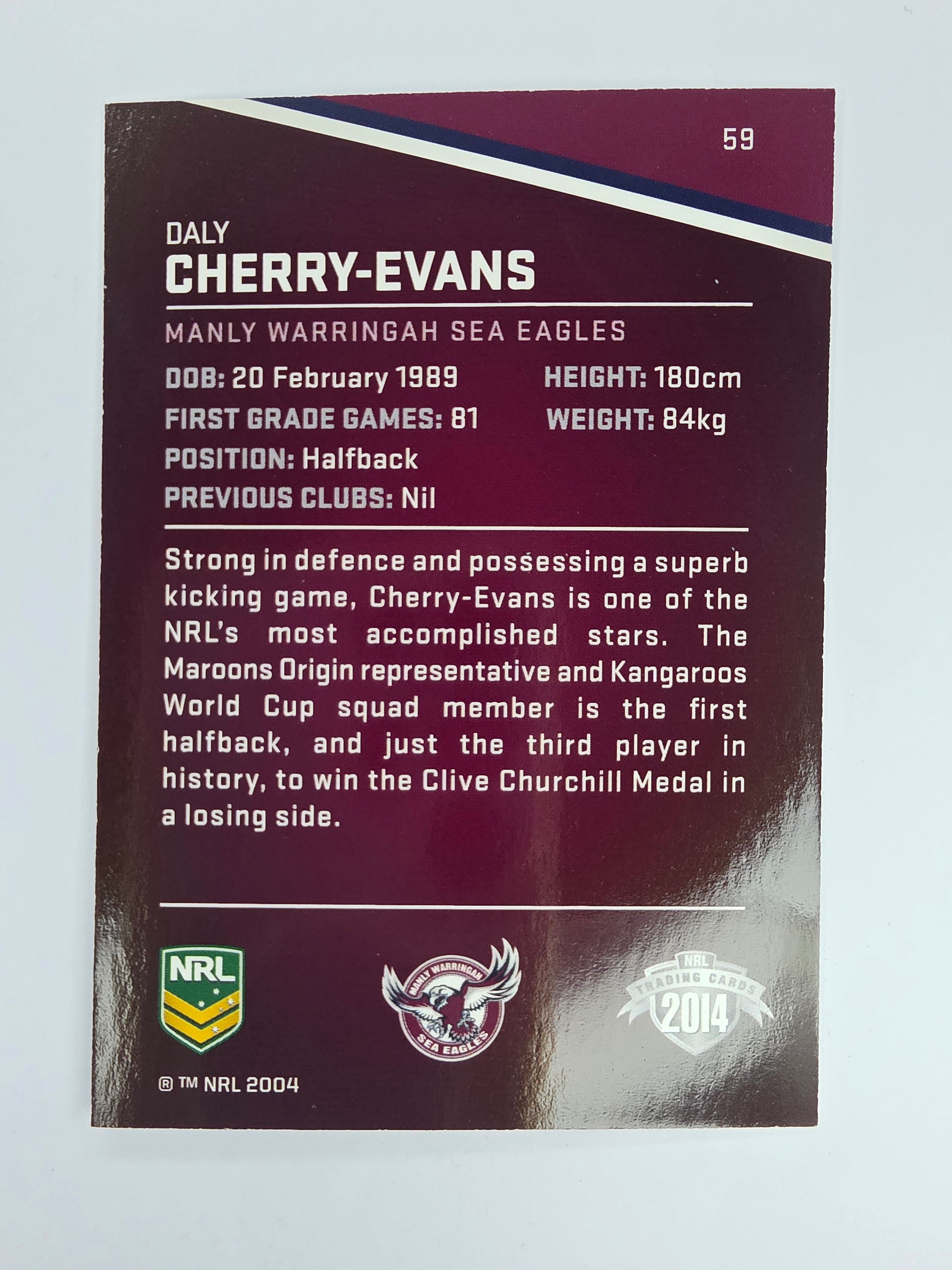 NRL 2014 Traders Base Card #59 Daly Cherry-Evans Manly Warringah Sea Eagles