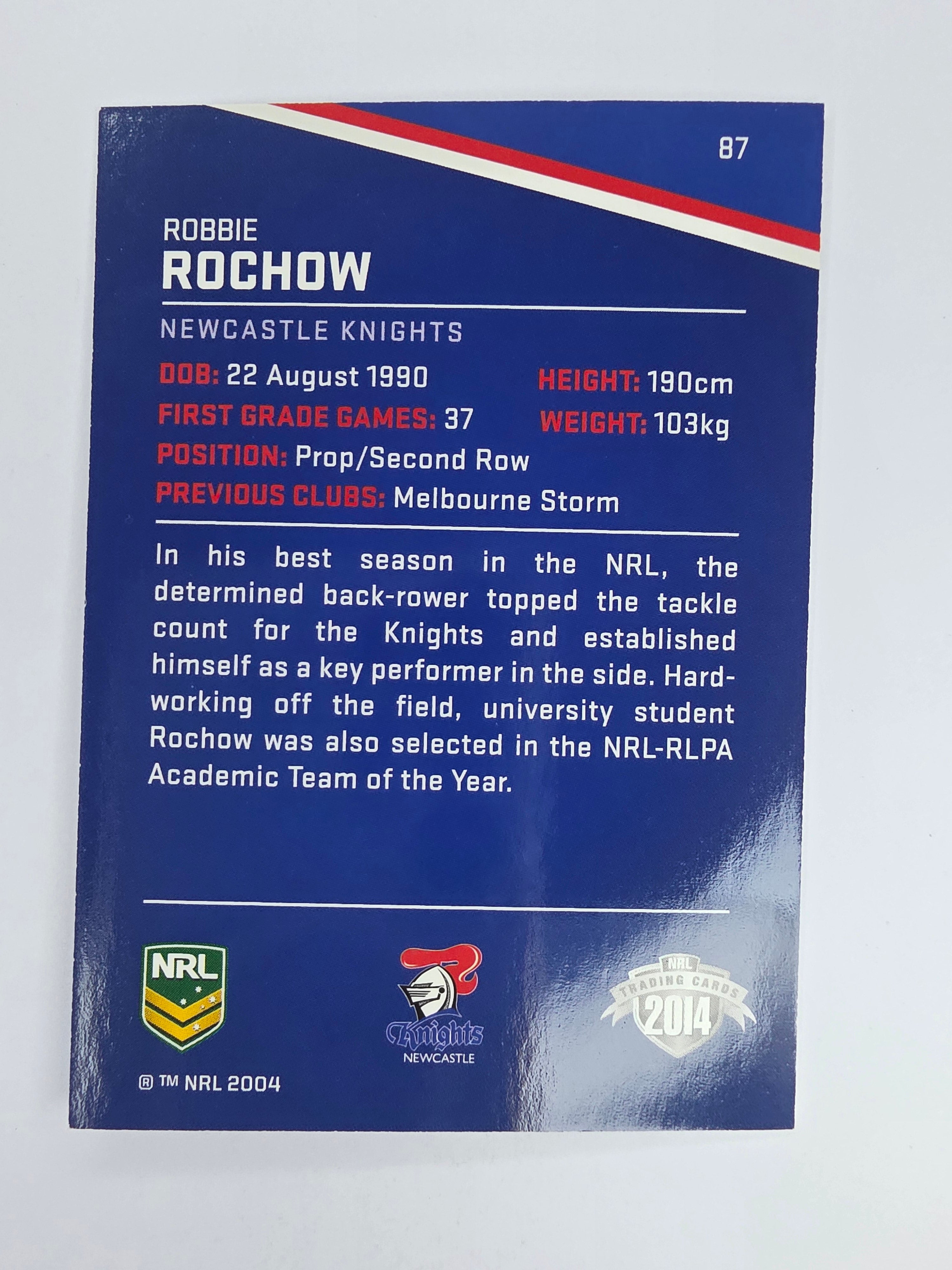 NRL 2014 Traders Base Card #87 Robbie Rochow Newcastle Knights