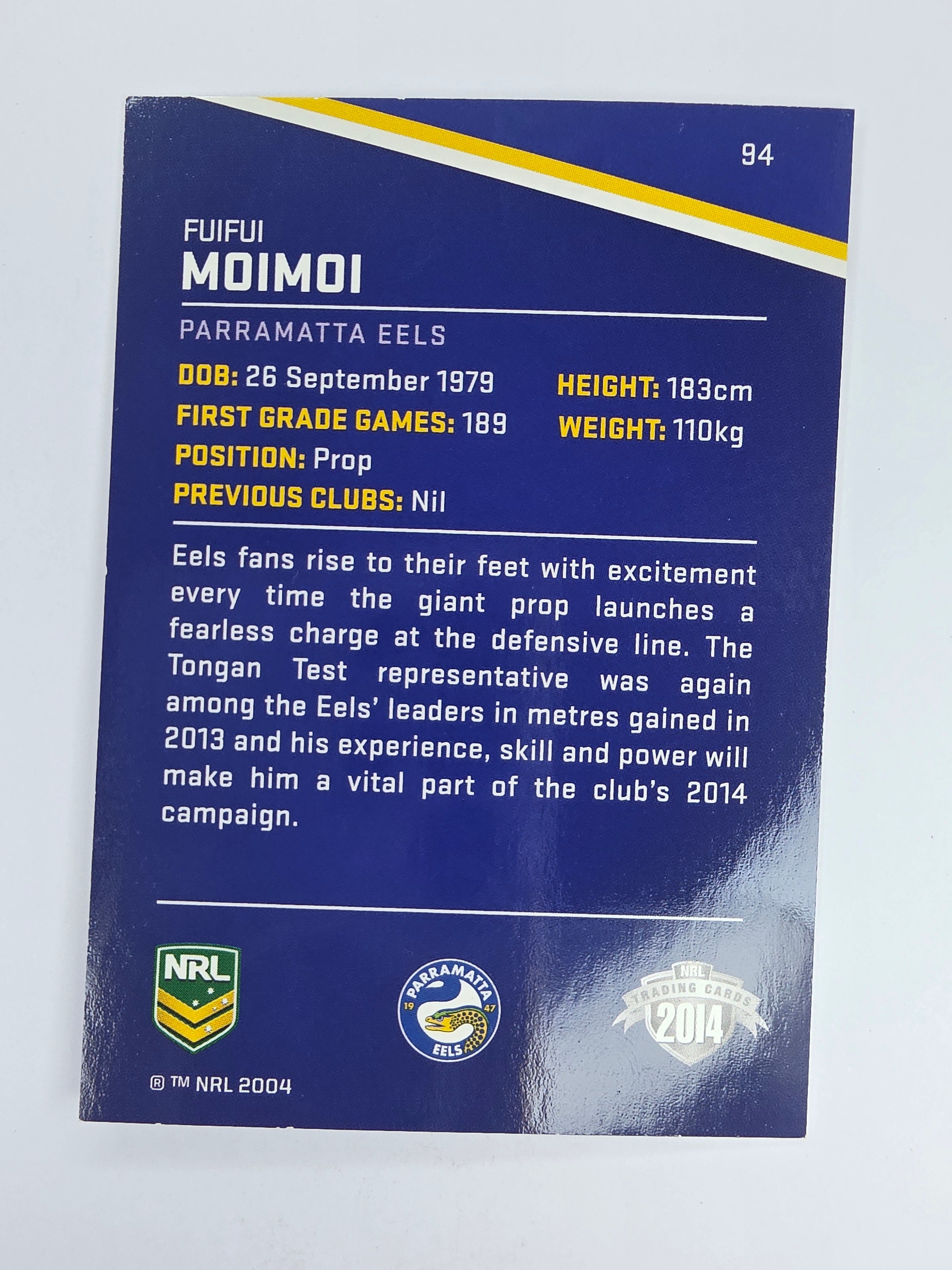 NRL 2014 Traders Base Card #94 Fuifui Moimoi Parramatta Eels