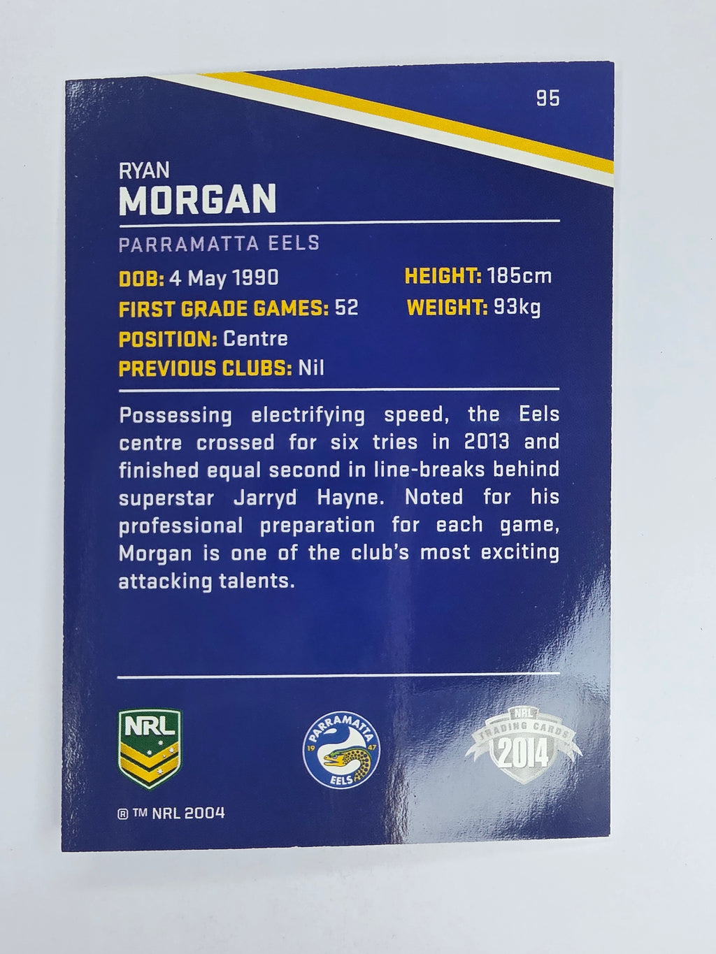NRL 2014 Traders Base Card #95 Ryan Morgan Parramatta Eels