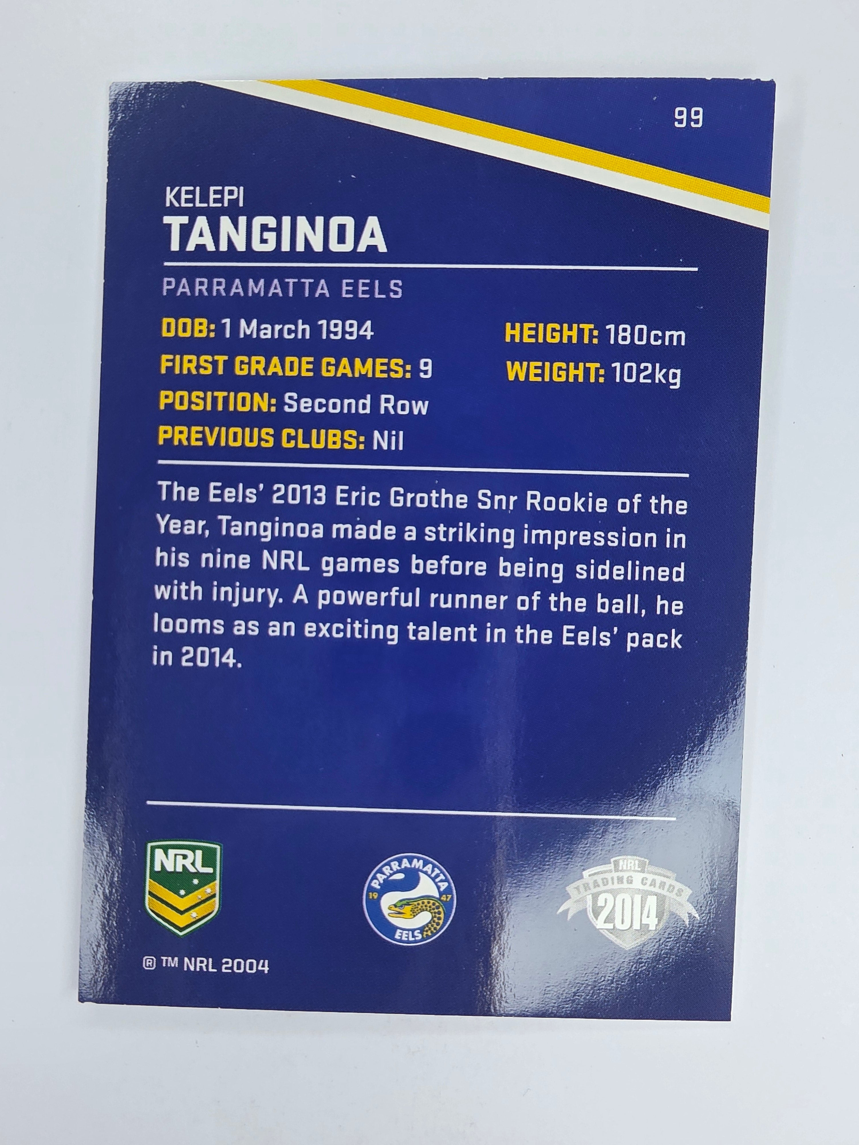 NRL 2014 Traders Base Card #99 Kenji Tanginoa Parramatta Eels