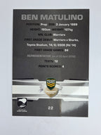 NRL 2012 Limited Edition Base Card #22 Ben Matulino New Zealand