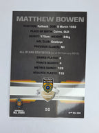 NRL 2012 Limited Edition Base Card #50 Matthew Bowen All Stars Indigenous
