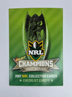 NRL 2007 Champions Base Card #1 Checklist