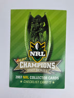 NRL 2007 Champions Base Card #3 Checklist