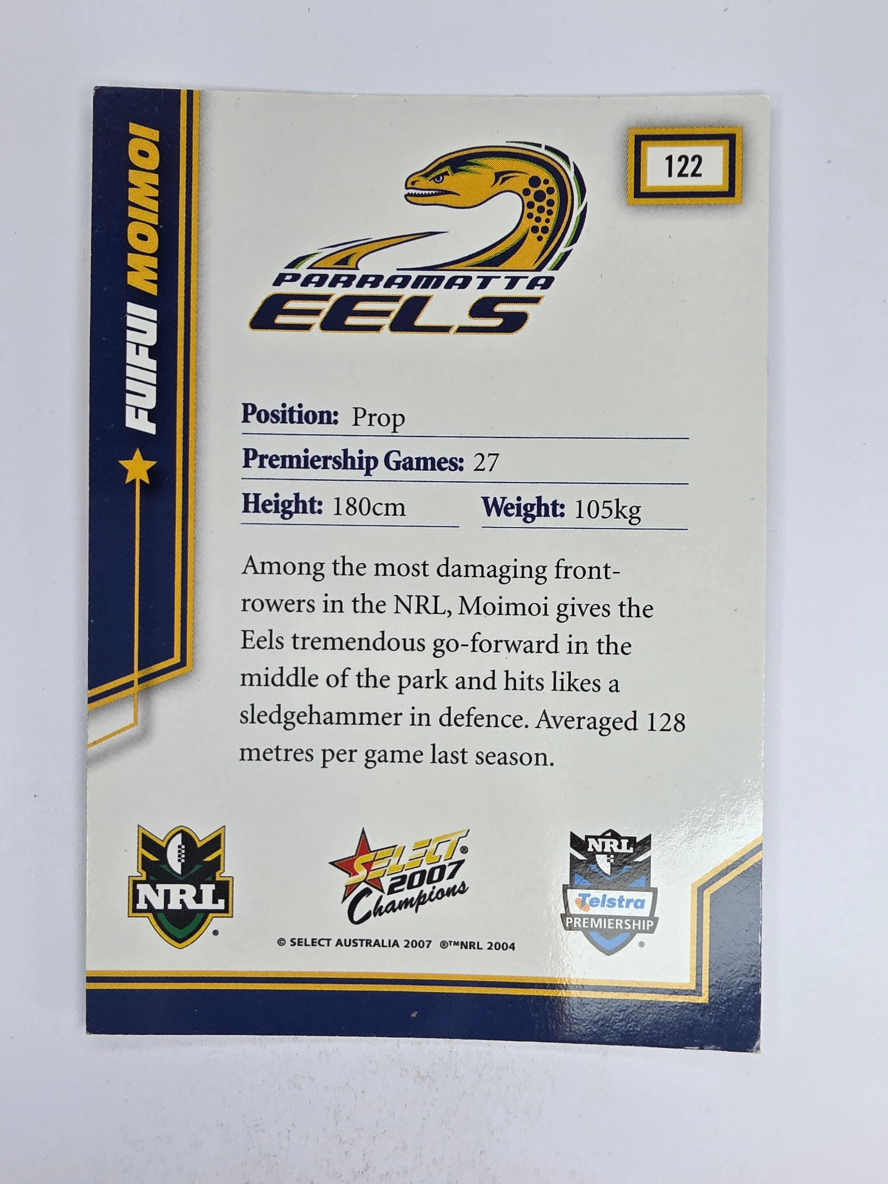 NRL 2007 Champions Base Card #122 Fuifui Moimoi Parramatta Eels