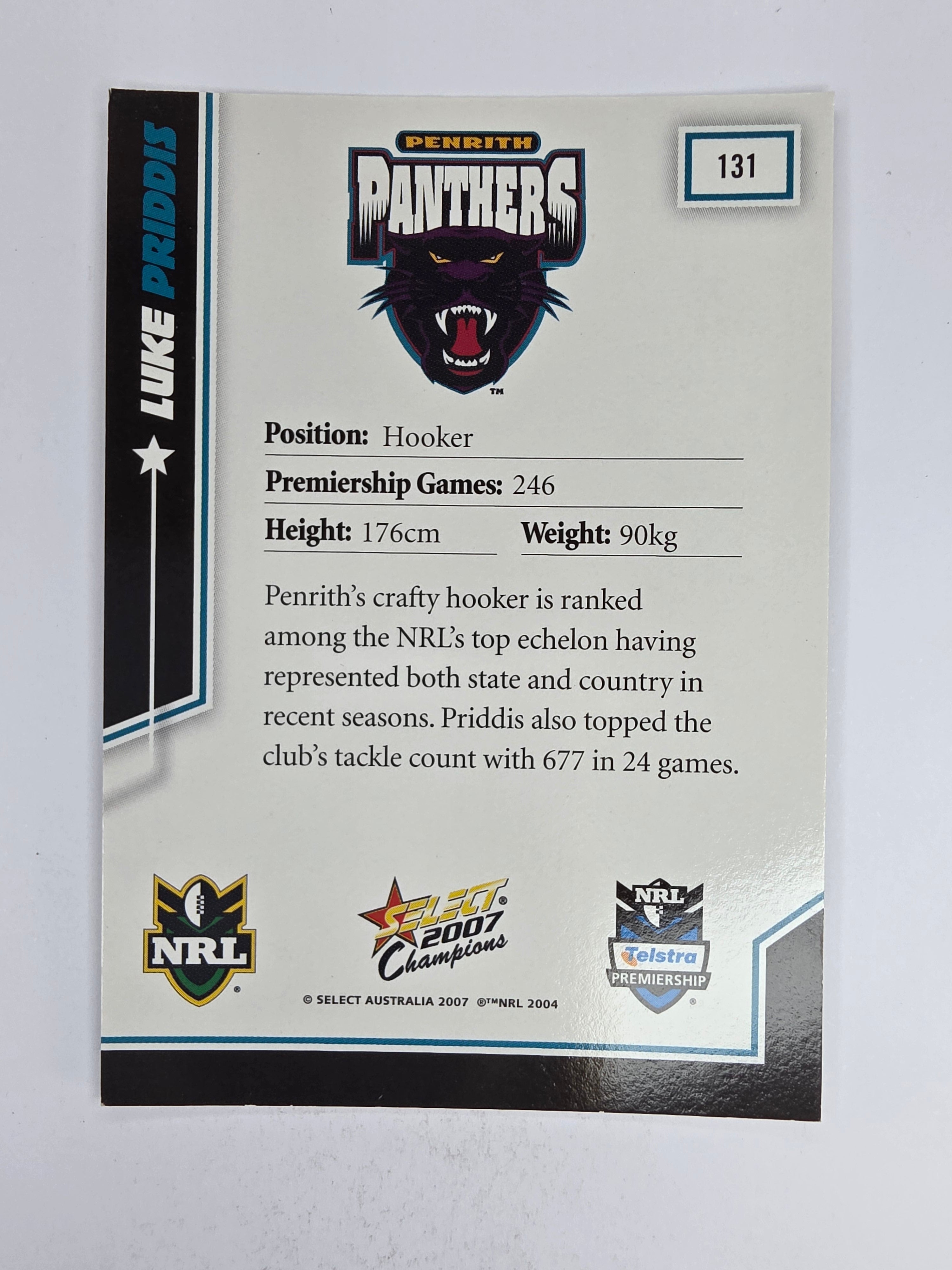 NRL 2007 Champions Base Card #131 Luke Priddis Penrith Panthers
