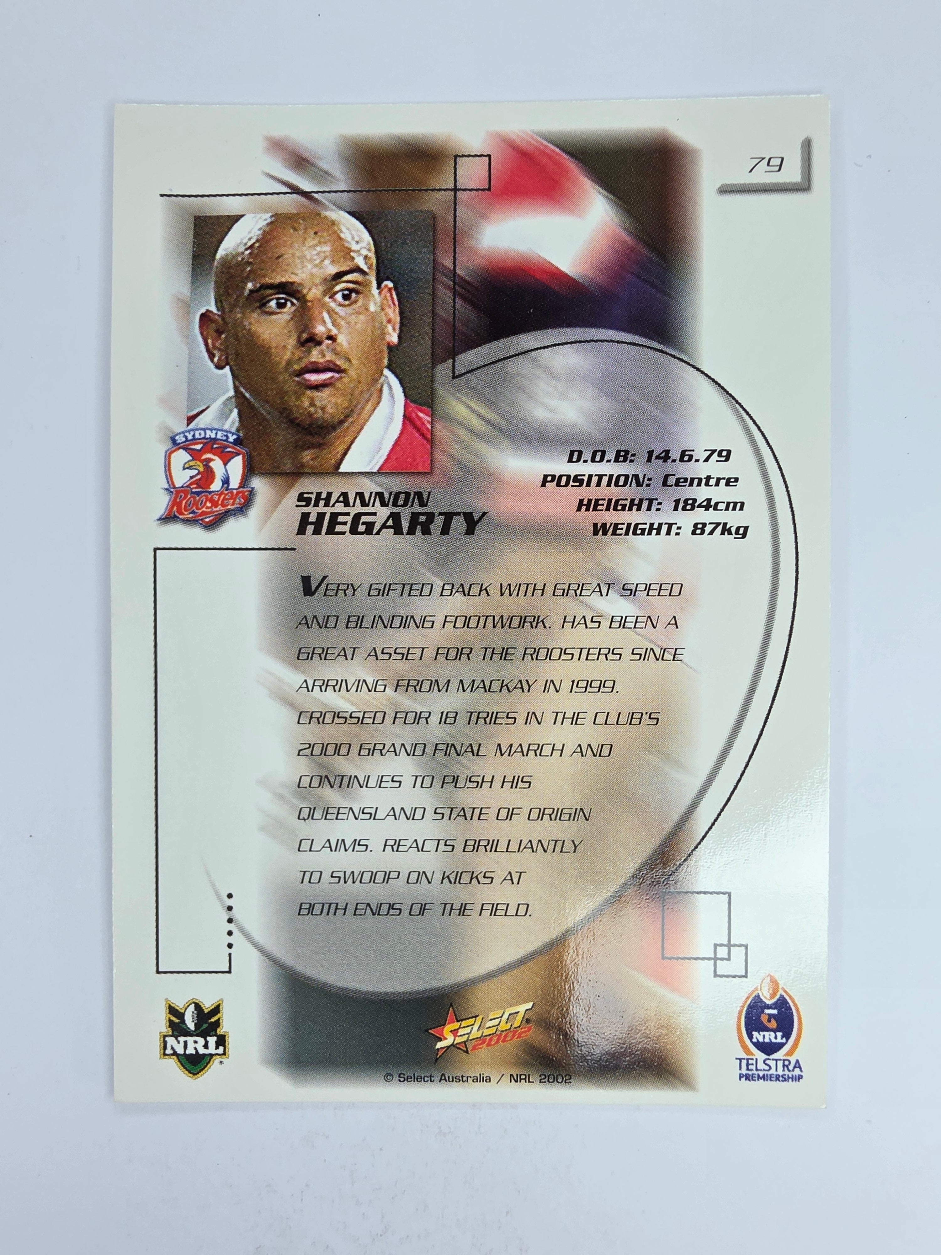 NRL 2002 Challenge Base Card #79 Shannon Hegarty Sydney Roosters