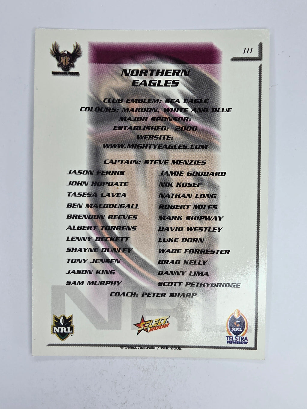 NRL 2002 Challenge Base Card #111 Northern Eagles Logo