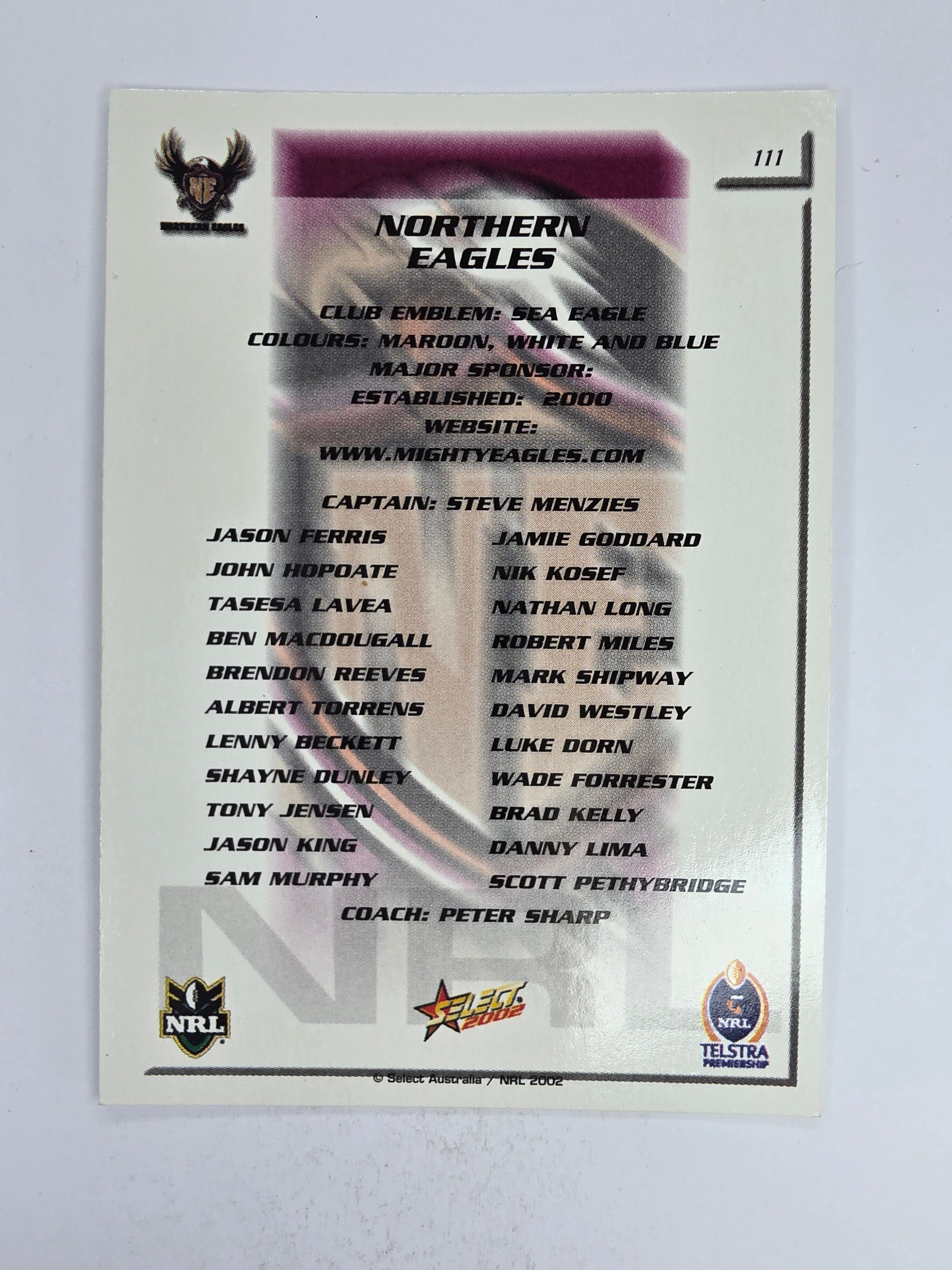 NRL 2002 Challenge Base Card #111 Northern Eagles Logo