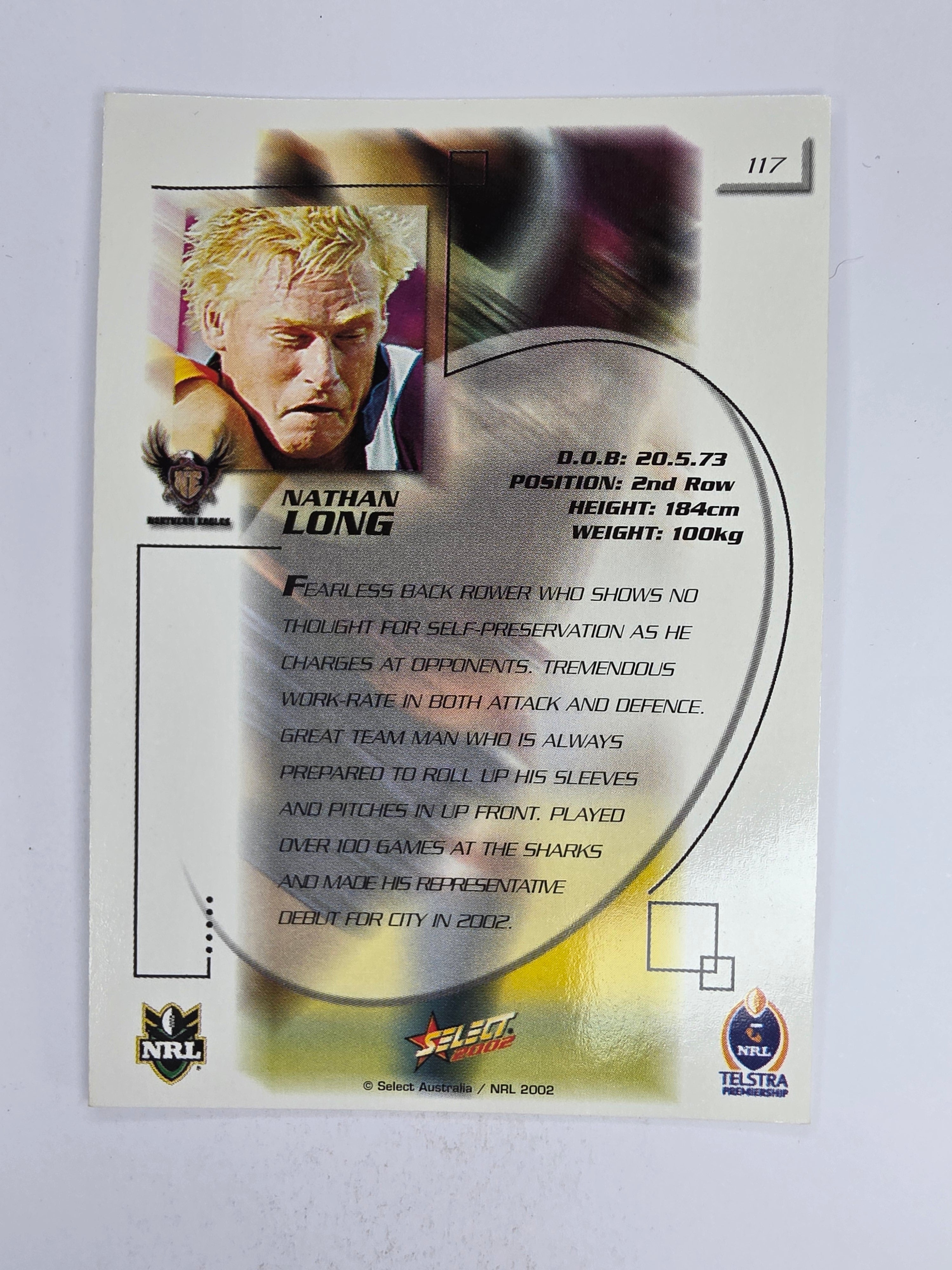NRL 2002 Challenge Base Card #117 Nathan Long Northern Eagles