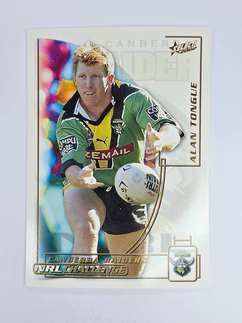 NRL 2002 Challenge Base Card #130 Alan Tongue Canberra Raiders